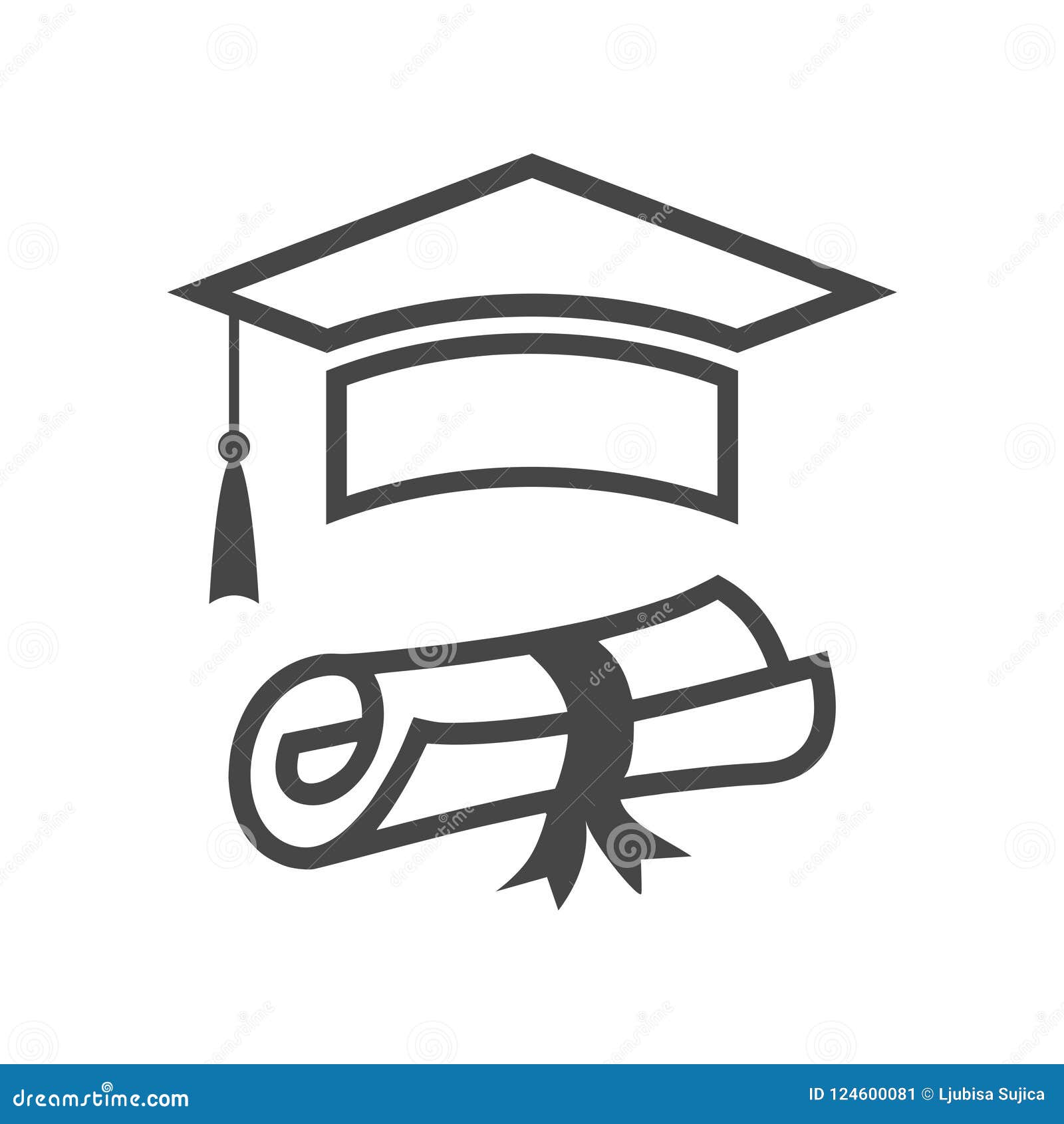 Graduation Cap And Diploma Icon Stock Vector Illustration Of Final