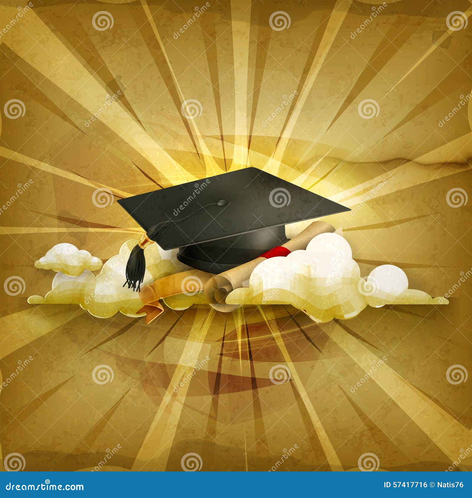 Graduation cap and diploma stock vector. Illustration of school - 57417716