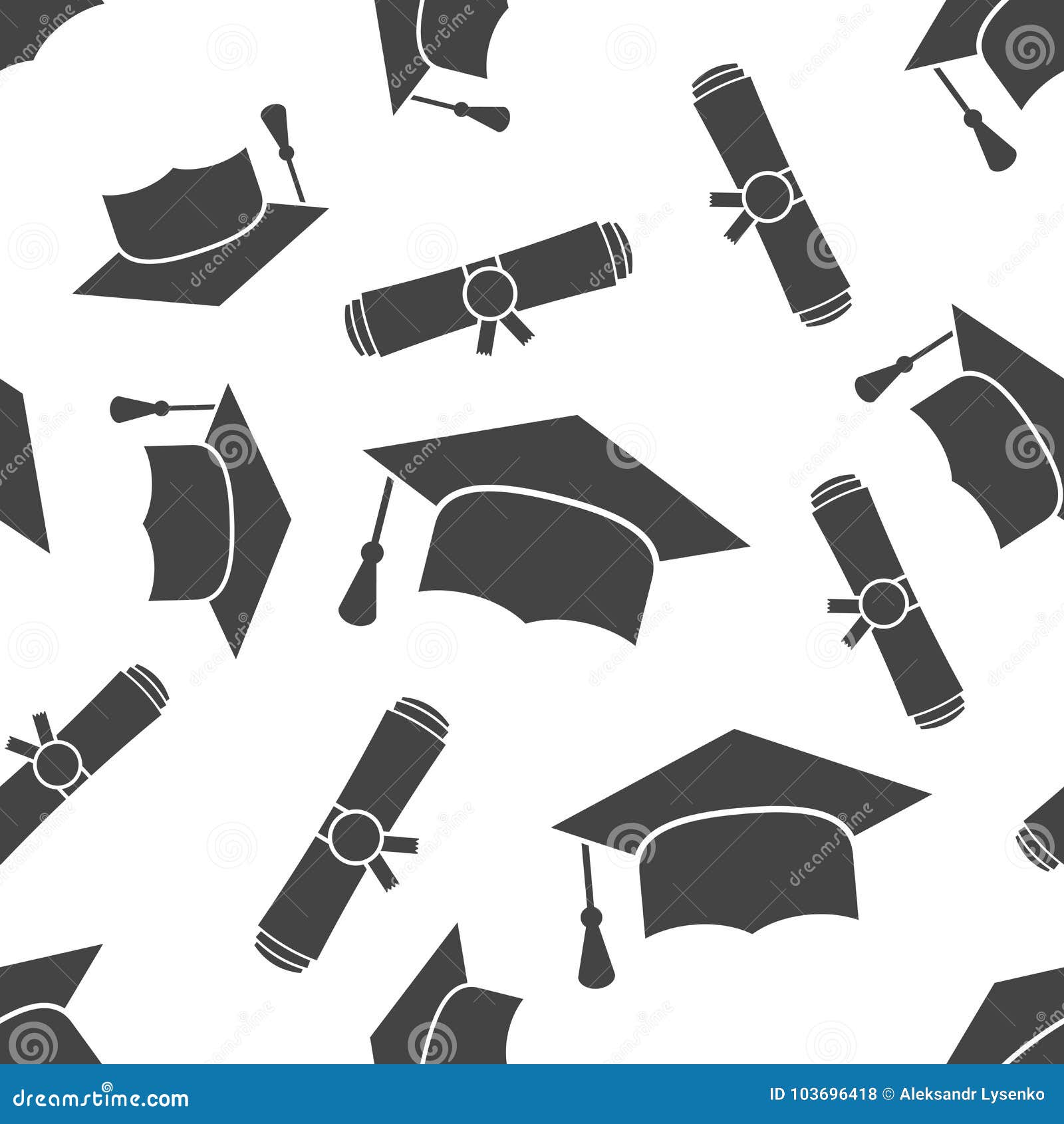 Download Graduation Cap And Diploma Rolled Scroll Seamless Pattern ...