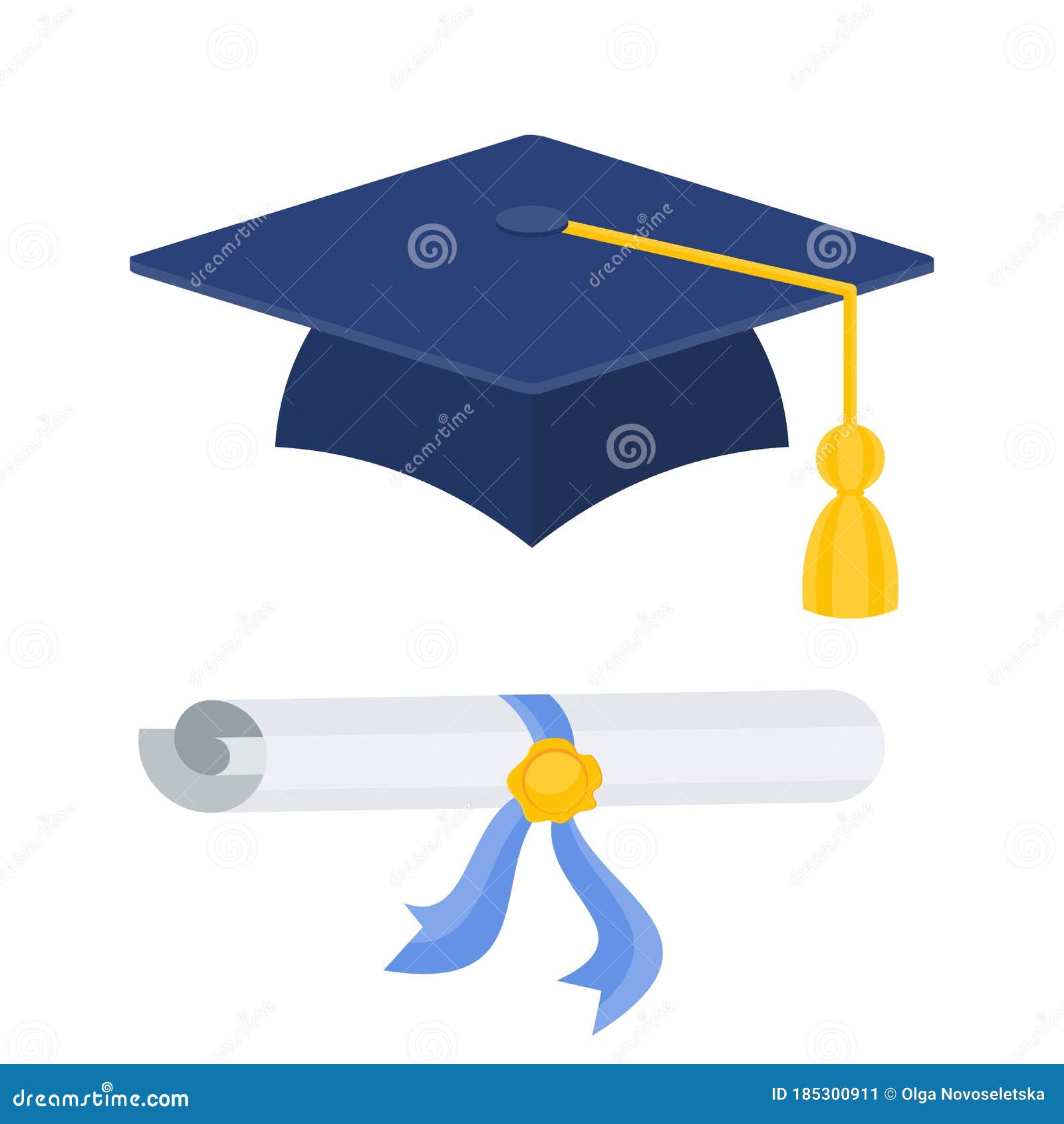 Graduation Cap with Diploma Vector Color Icon. Stock Vector ...