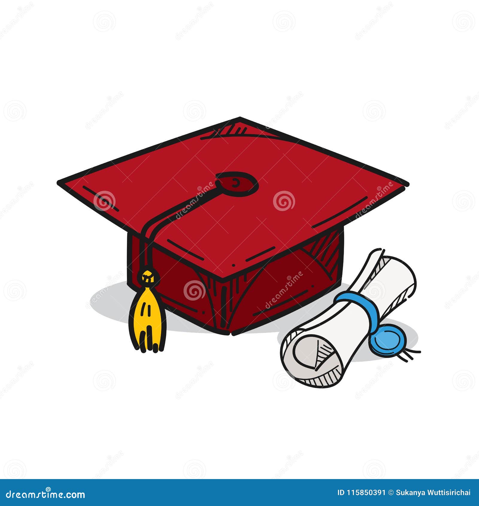 Graduation Cap Illustration on a White Background Stock Illustration ...