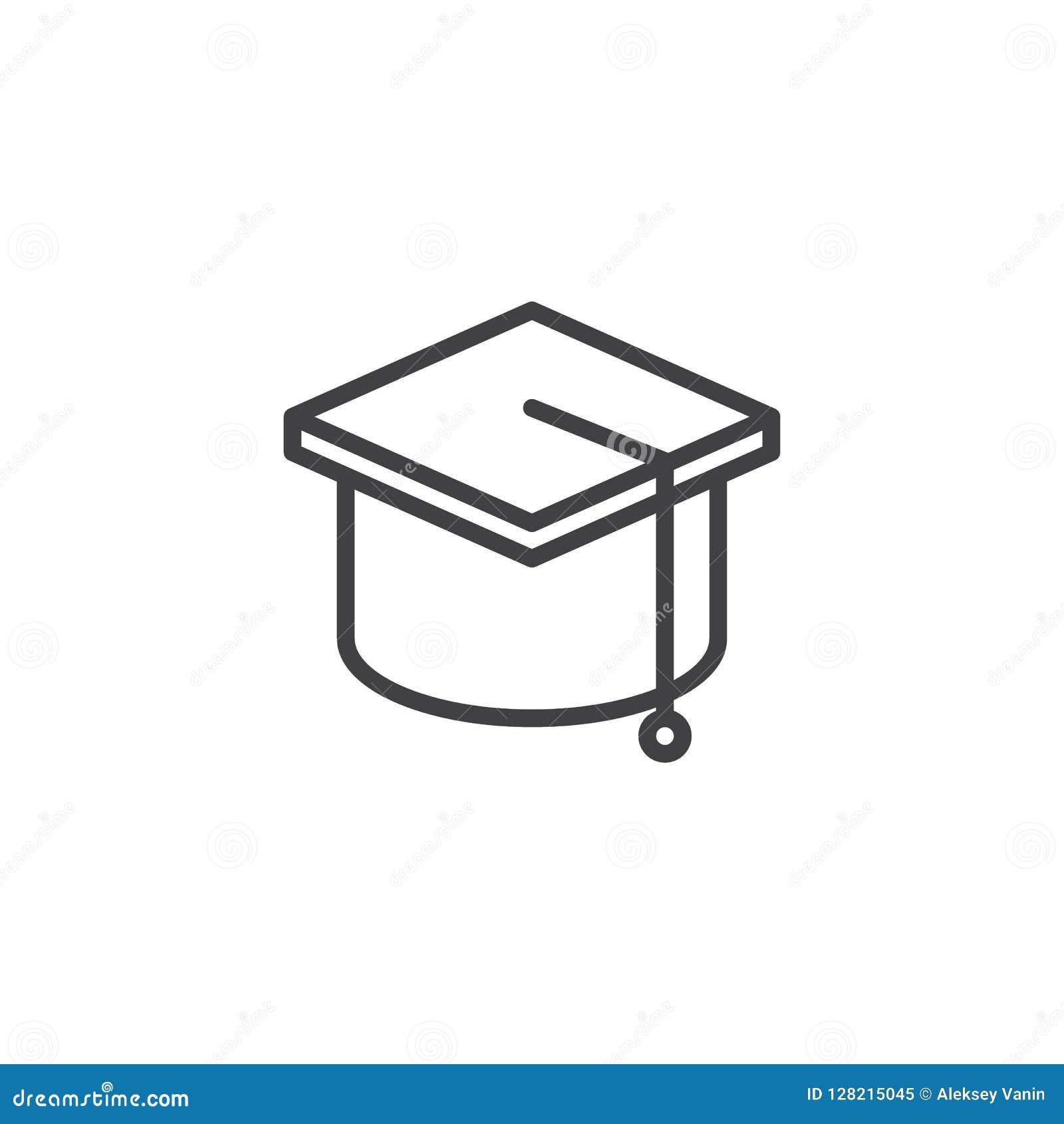 Download Graduation Cap Outline Icon Stock Vector - Illustration of line, single: 128215045