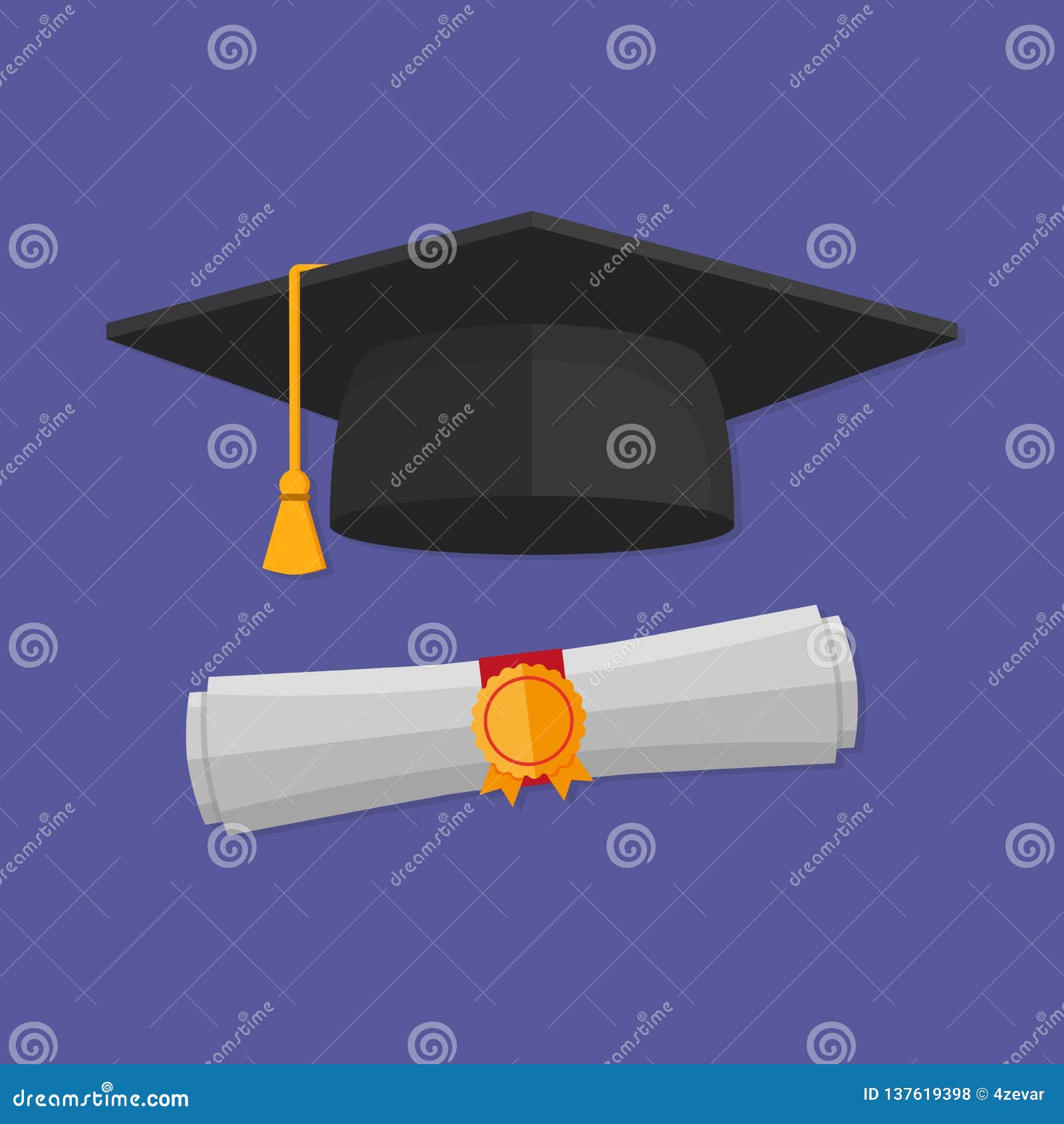 Graduation Cap and Rolled Diploma . Flat Style Stock Vector ...