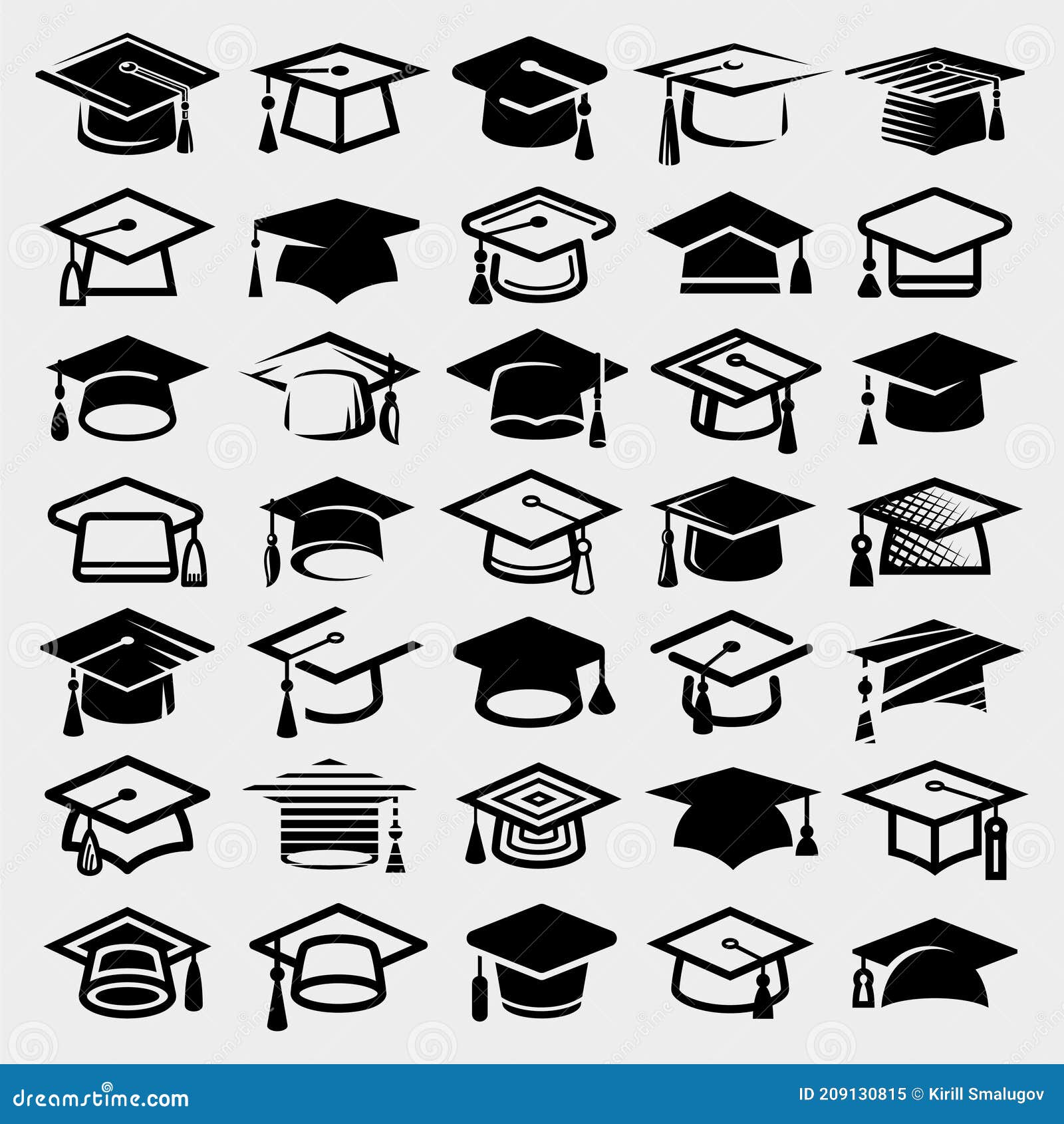 graduation cap set. collection icon graduation cap. 
