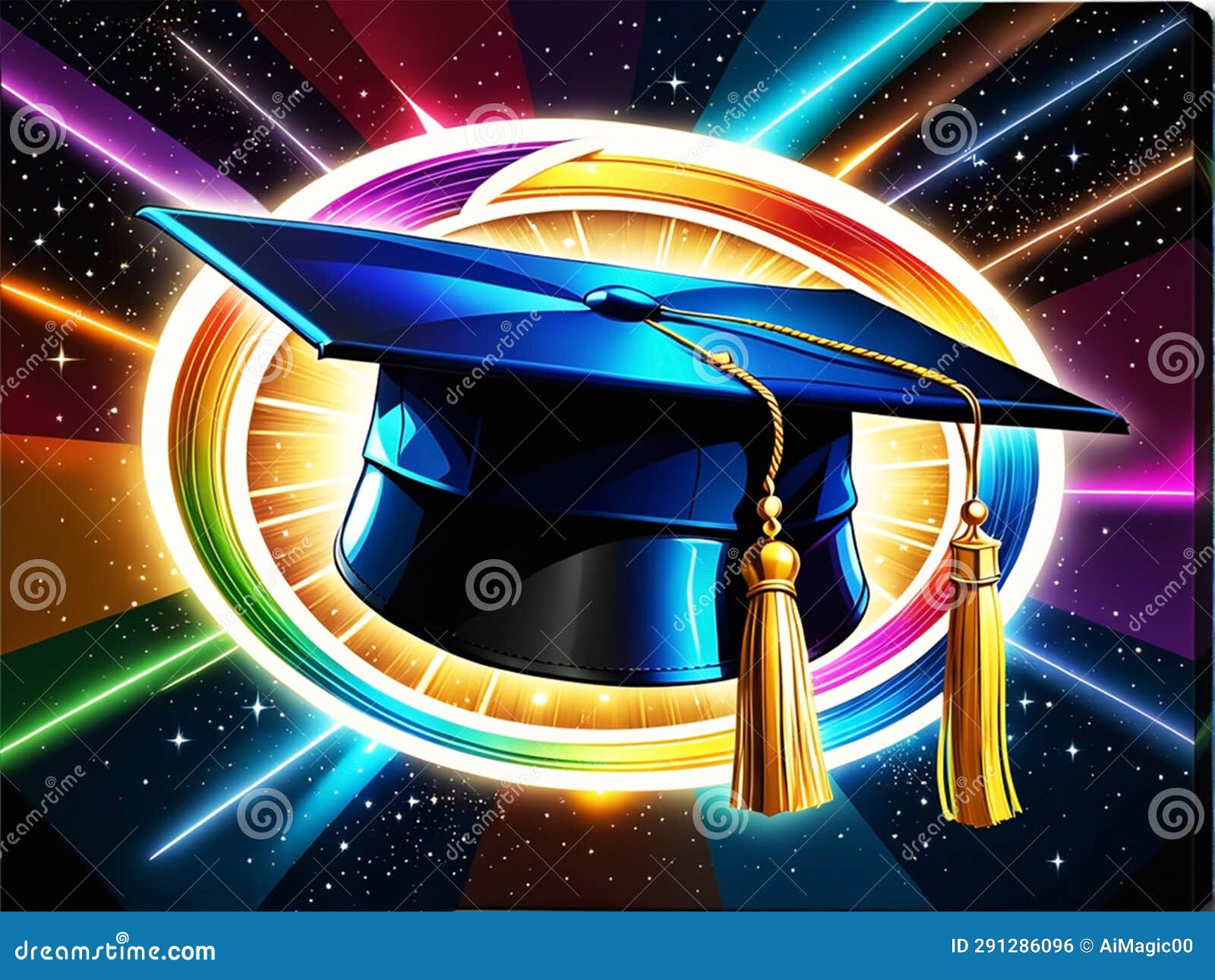 Graduation Cap on a Stack of Books. Stock Illustration Illustration