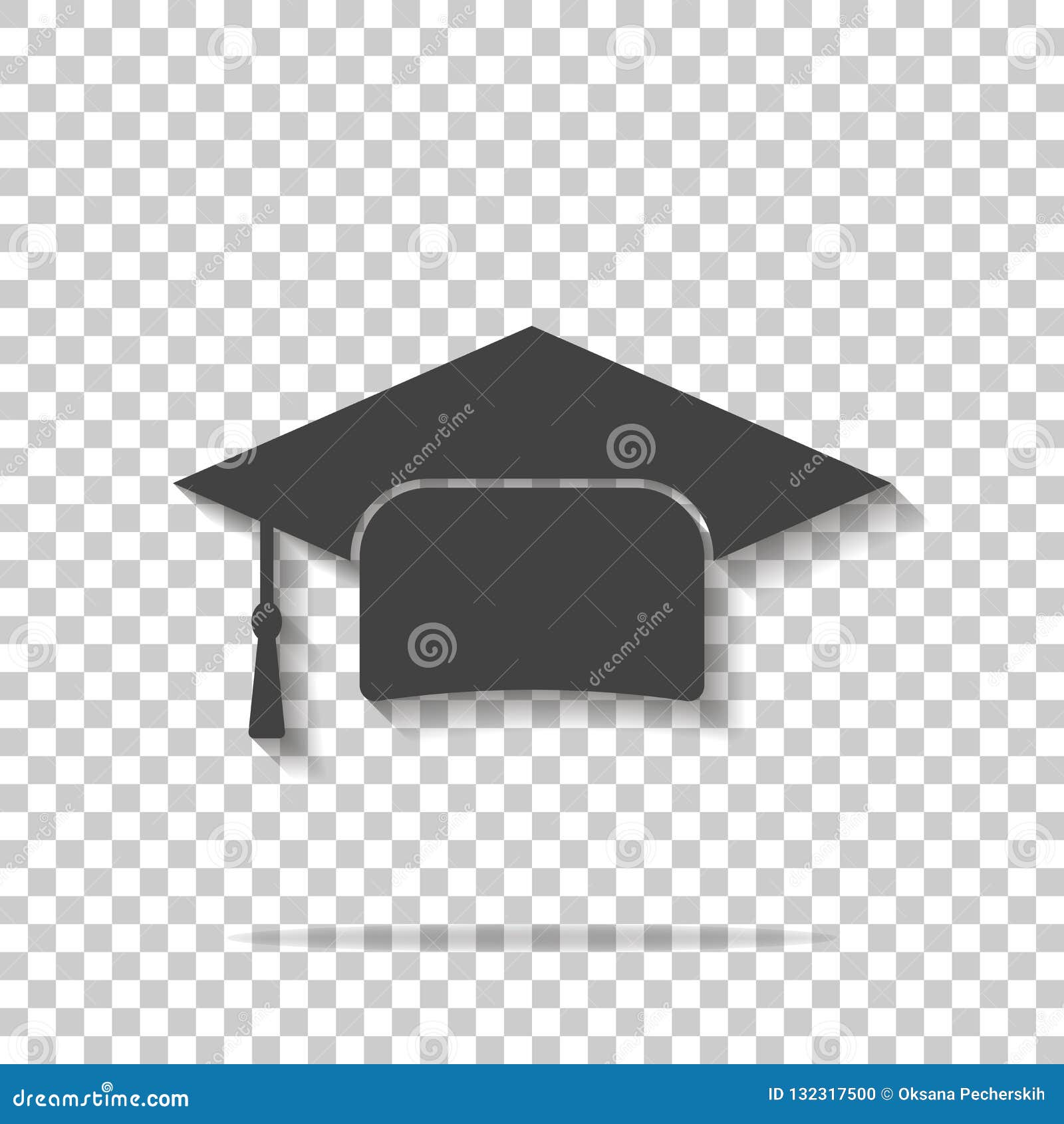 Graduation Cap Vector Icon Hight School Symbol On Transparent B