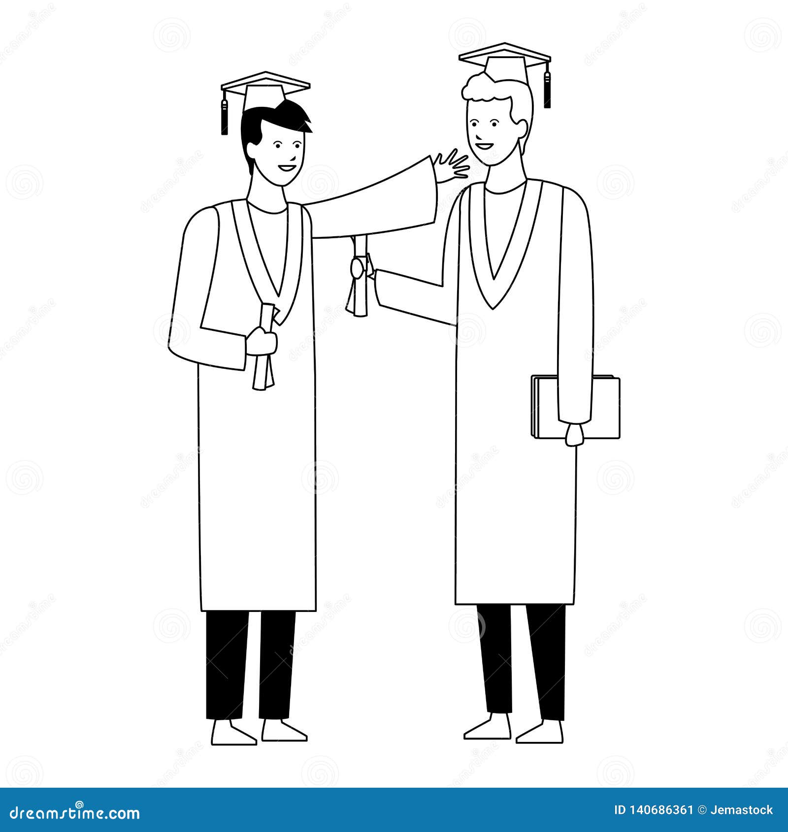 Download Graduation Ceremony Diploma Friends Black And White Stock ...