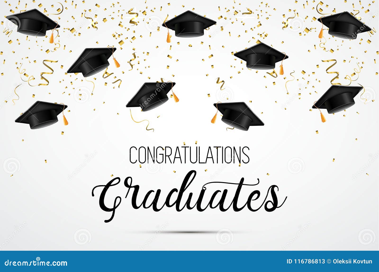 graduation class of 2018. congratulations graduates. academic hats, confetti and balloons. celebration. .