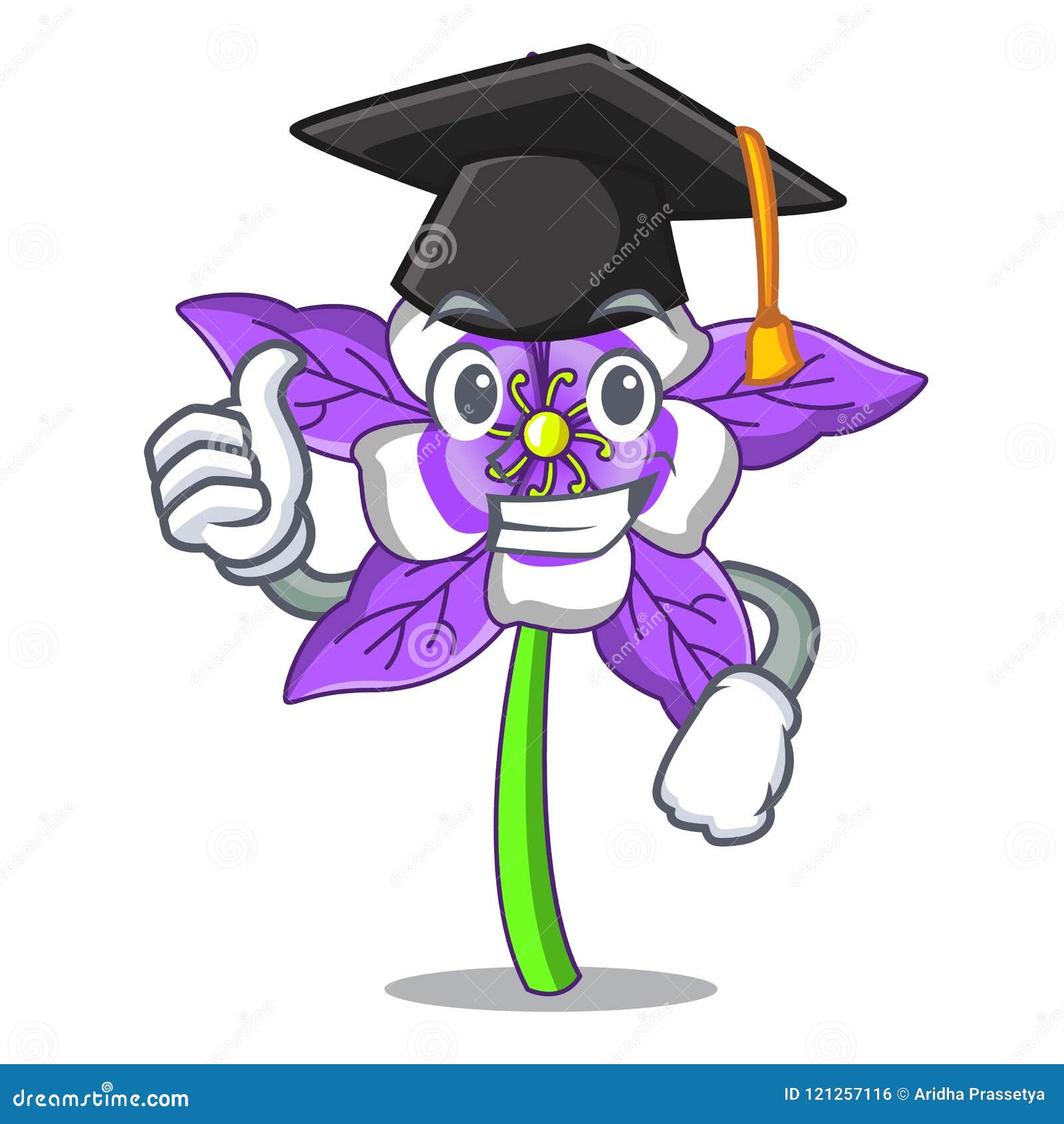 Download Graduation Columbine Flower Character Cartoon Stock Vector ...