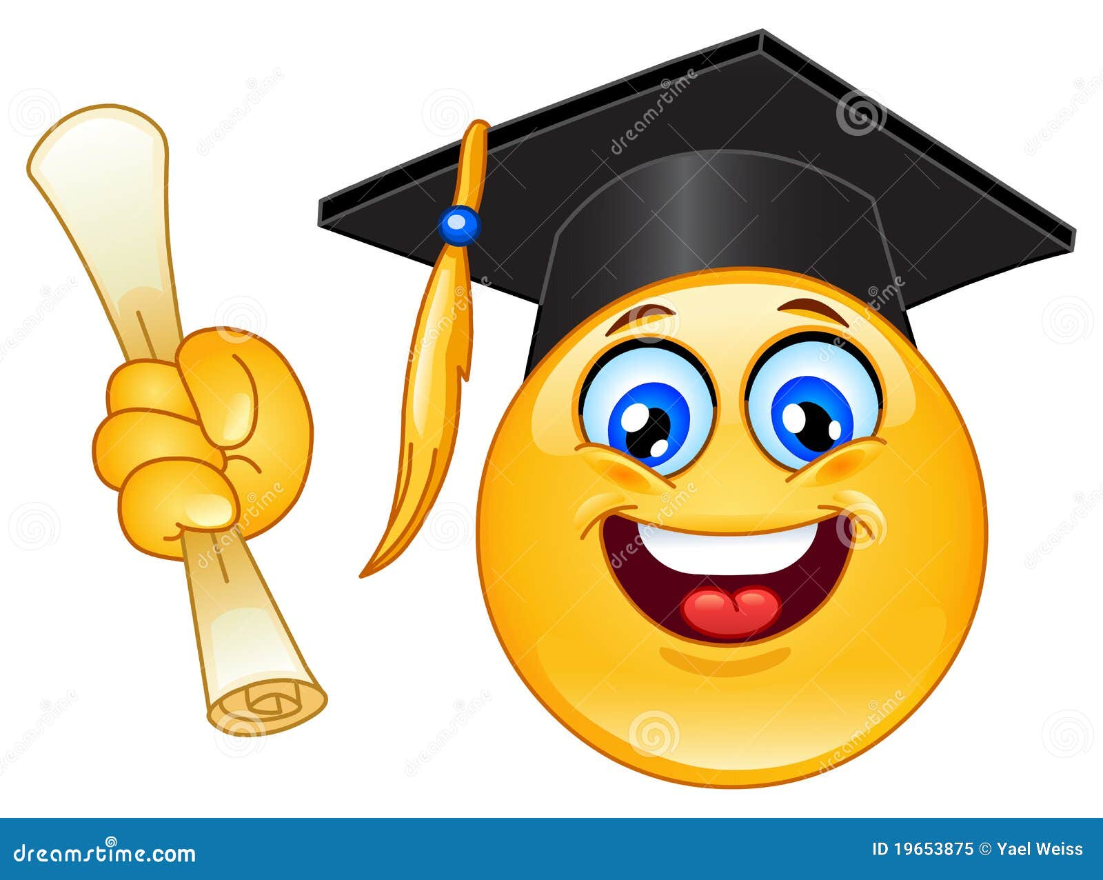 Graduation emoticon stock vector. Illustration of education - 19653875