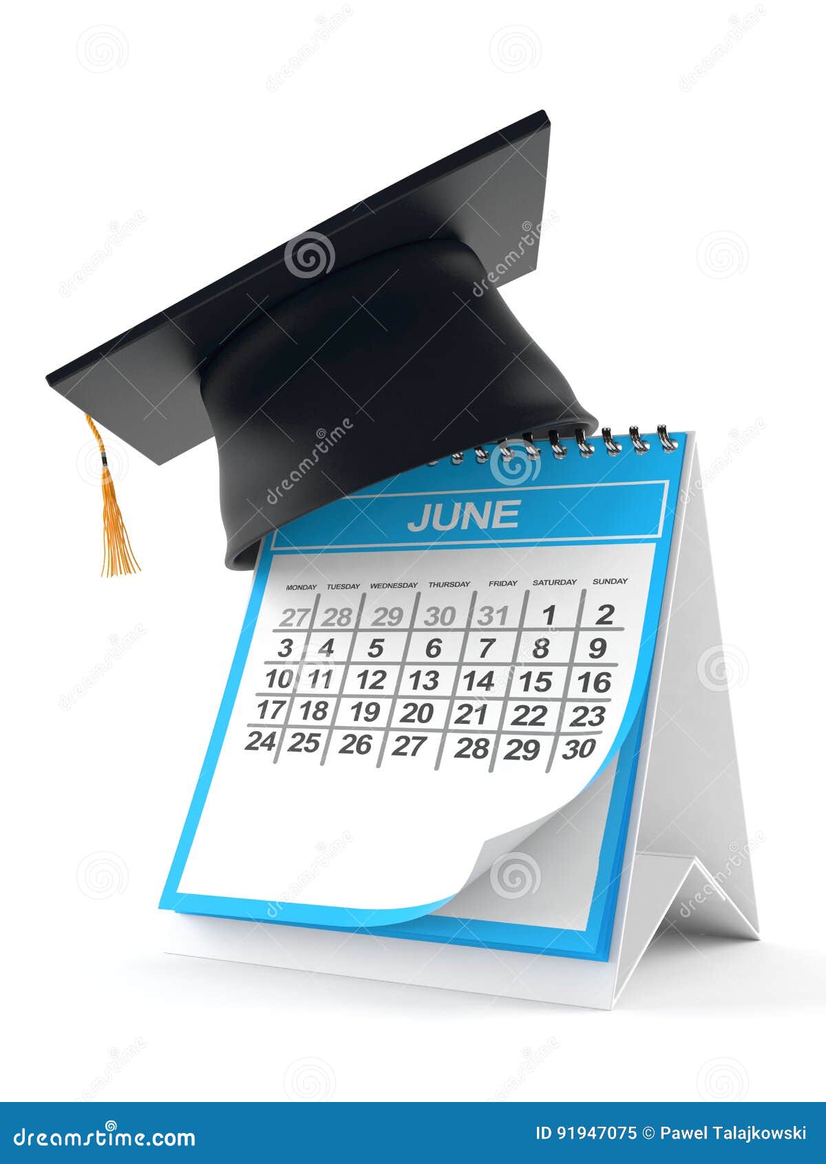 Graduation Hat with Calendar Stock Illustration Illustration of month