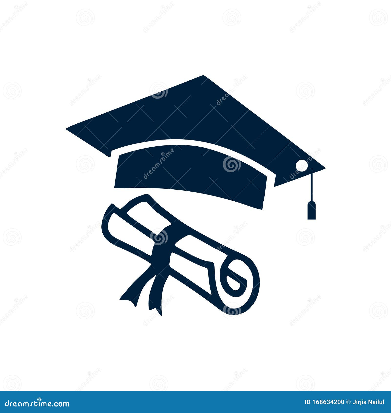 Graduation Hat Diploma Icon Isolated On White Background Stock Vector