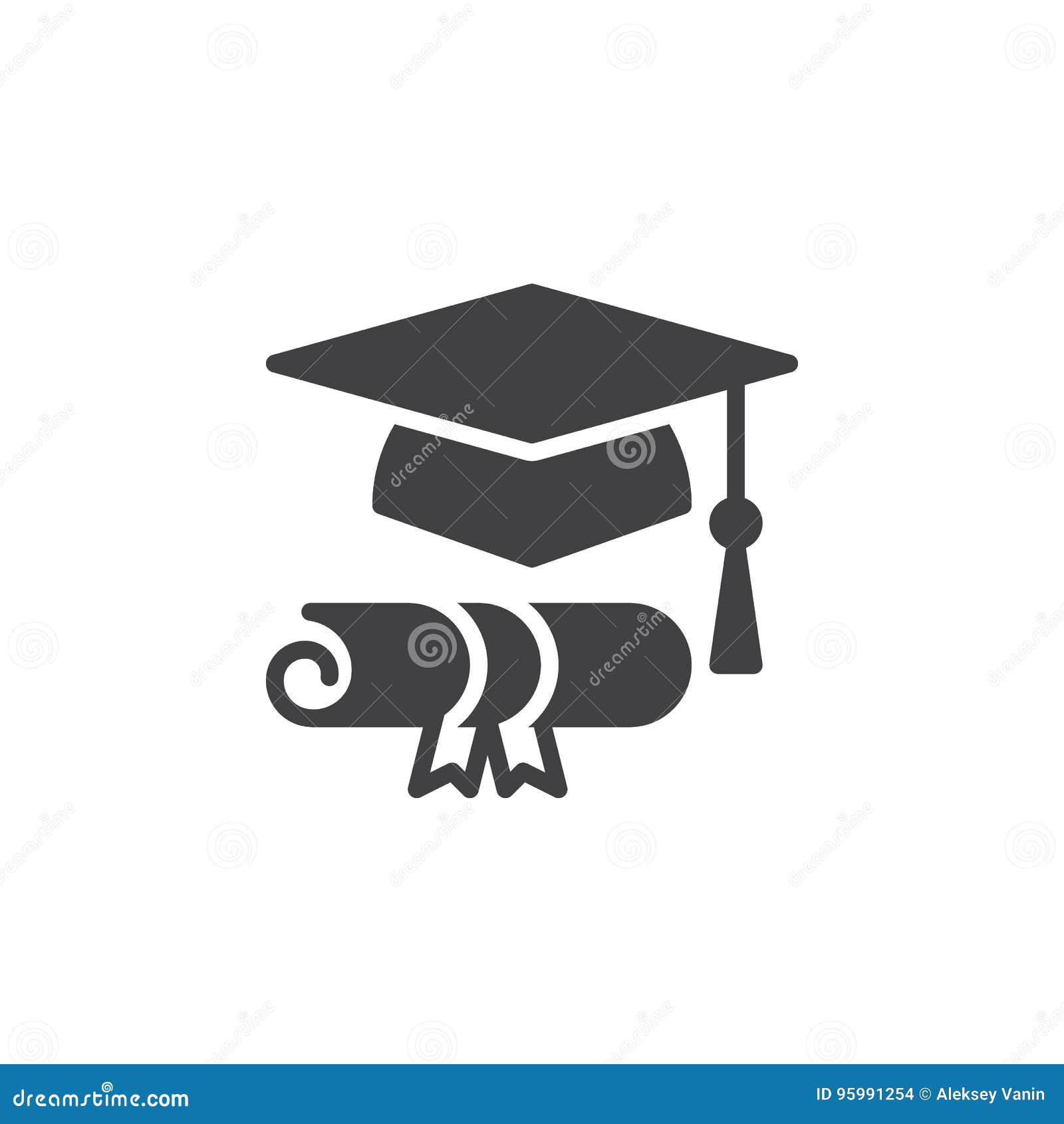 Graduation Hat And Diploma Icon Vector Filled Flat Sign Solid