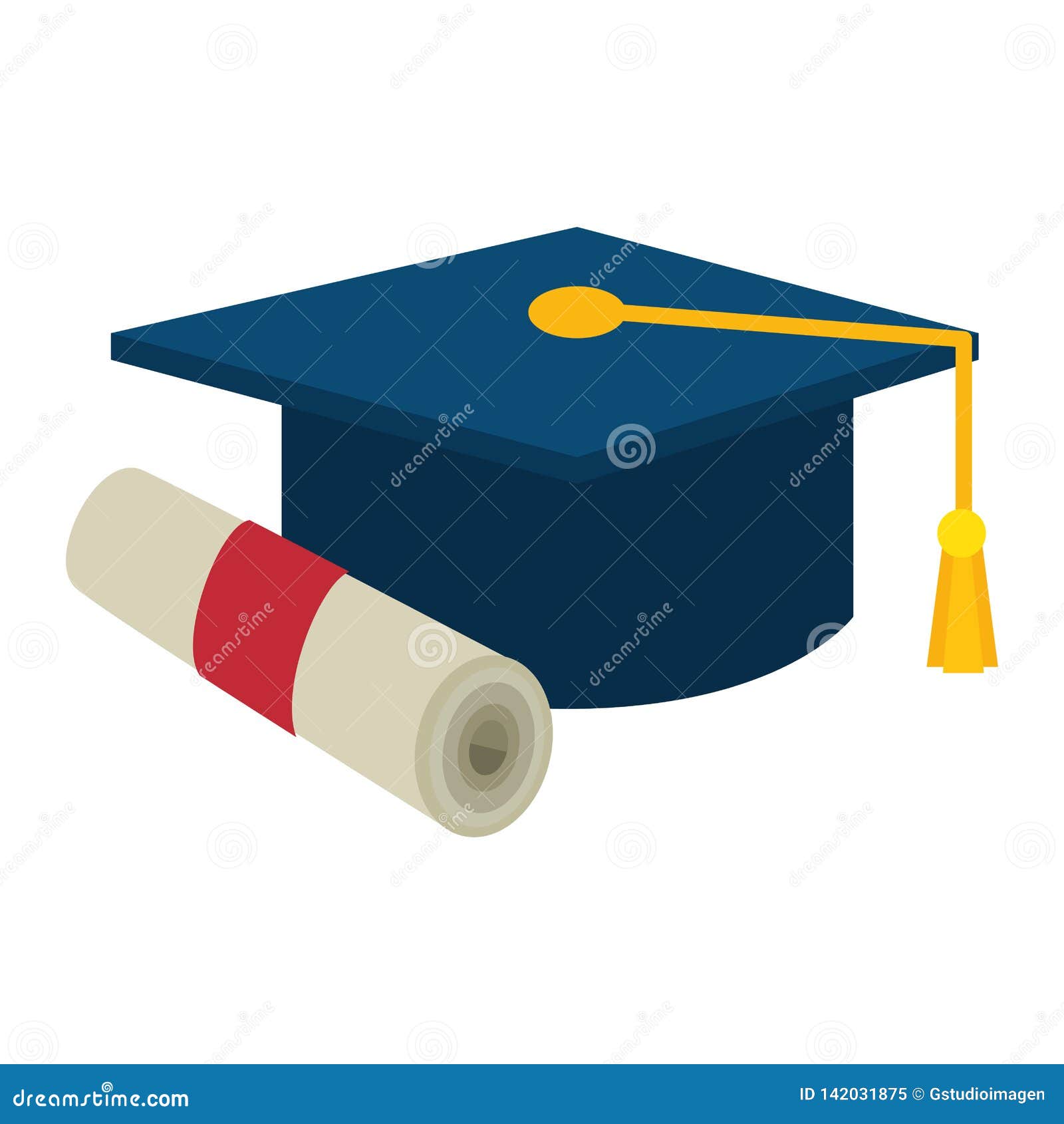Graduation Hat with Diploma Stock Vector - Illustration of isolated ...