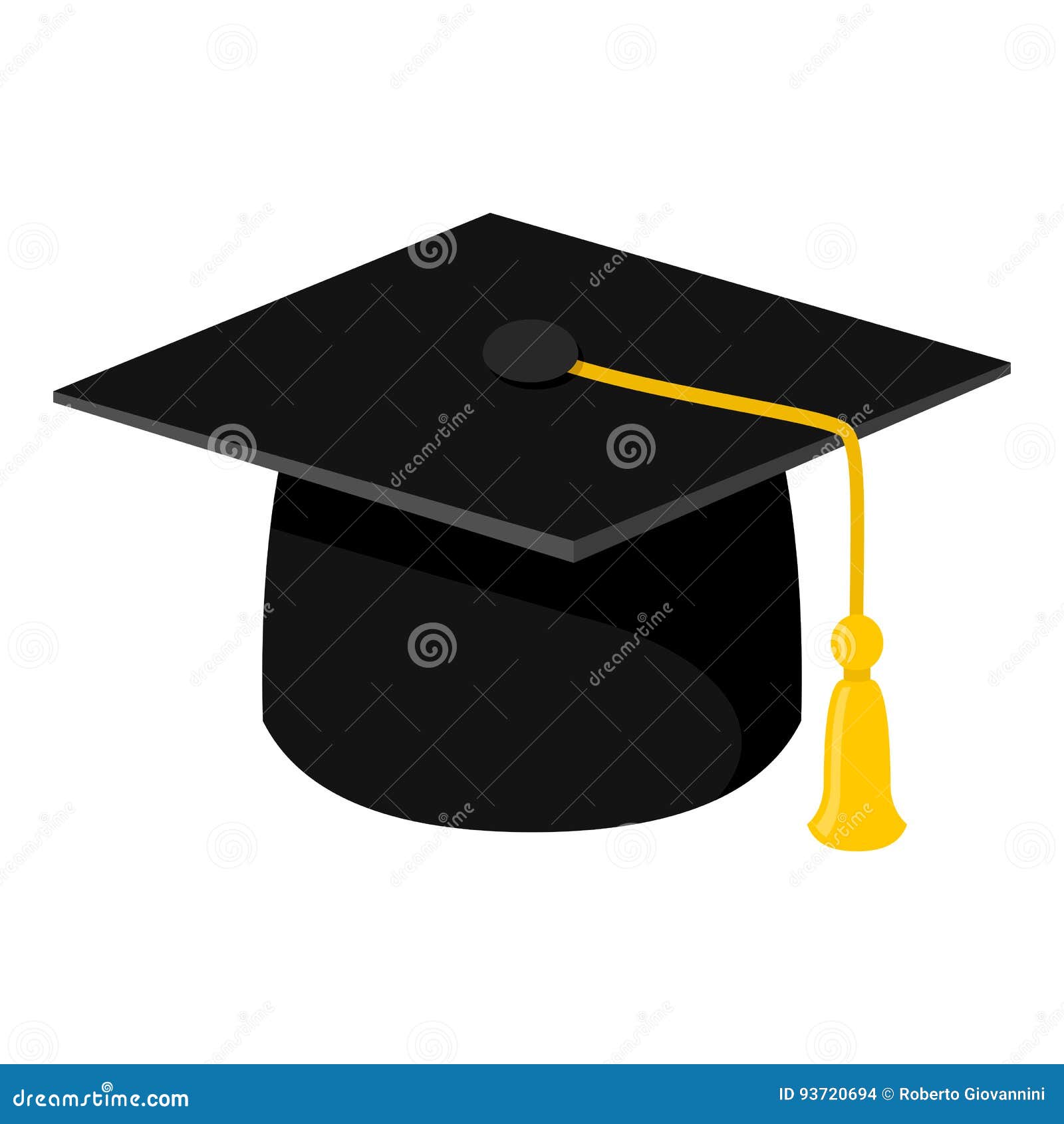 Graduation Hat Flat Icon Isolated on White Stock Vector - Illustration ...