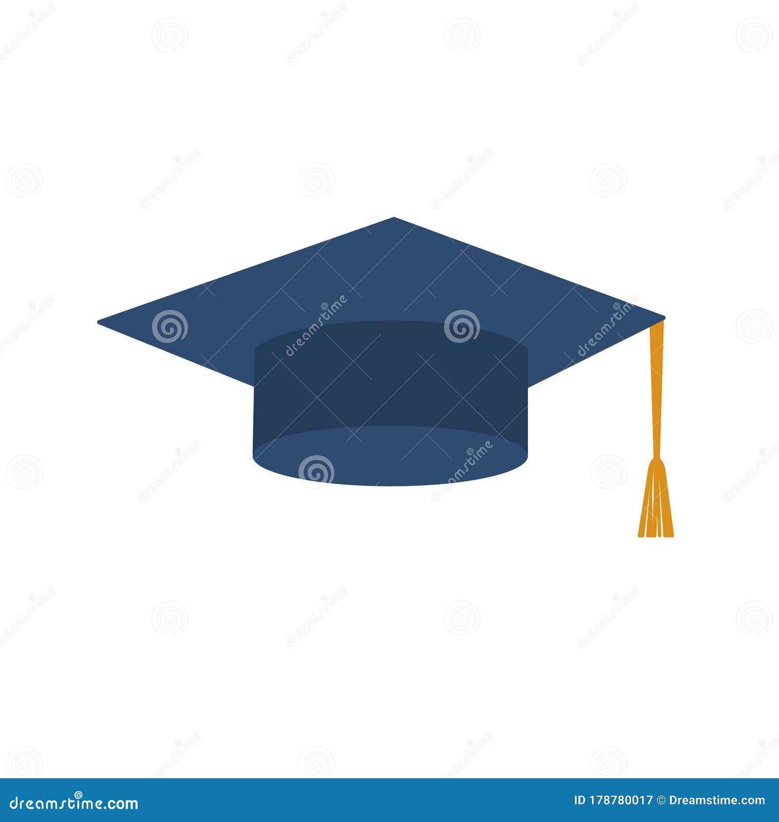 Graduation Hat on White Background. Vector Illustration in Trendy Flat ...
