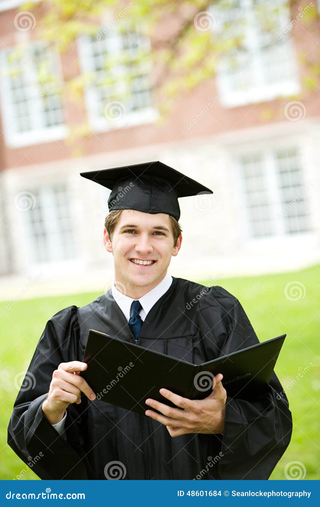 Graduation: Smart Student Holds Diploma Stock Photo - Image of teenager ...