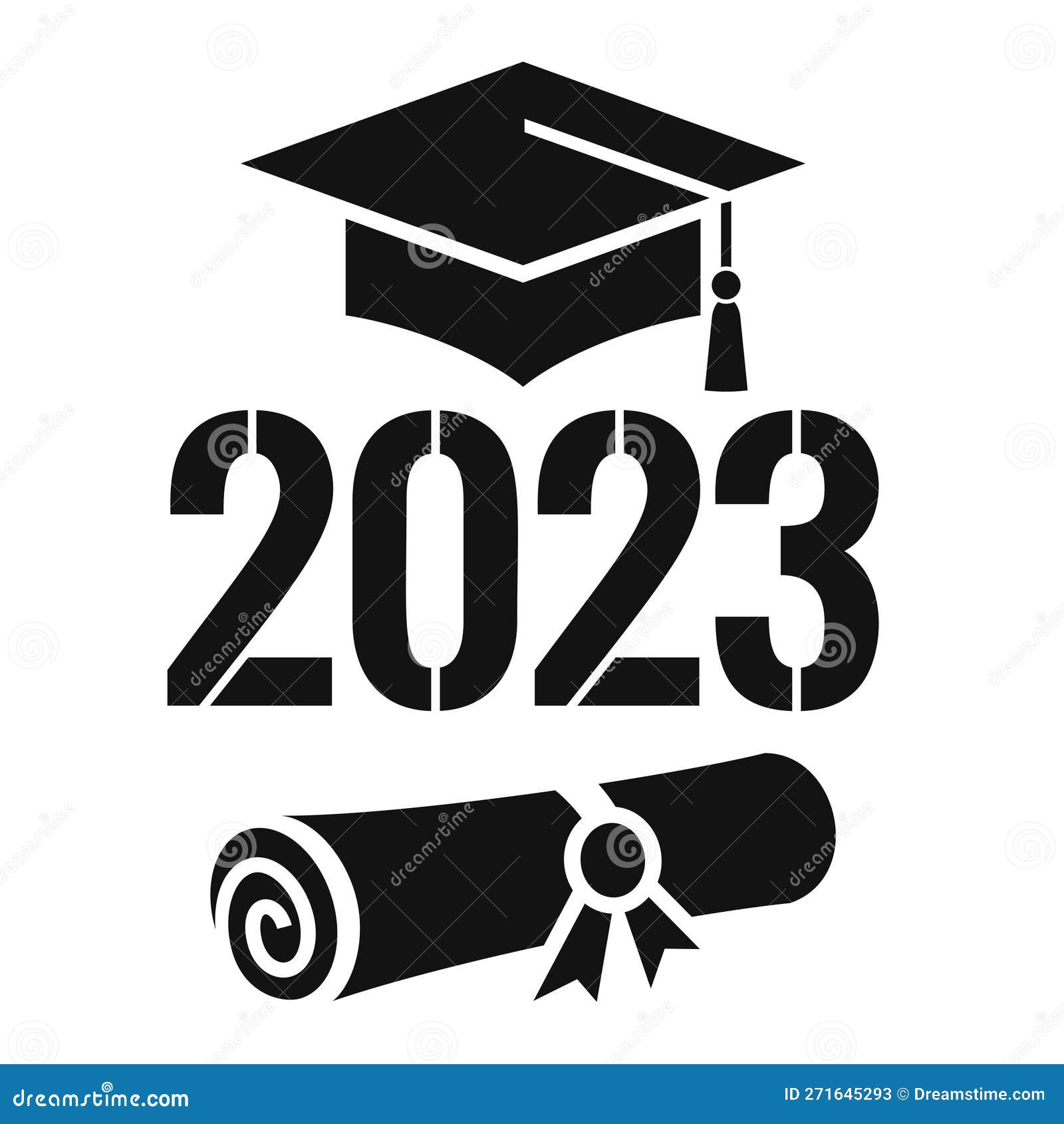 Graduation 2023 Orange And Yellow Boxed Logo Vector Illustration