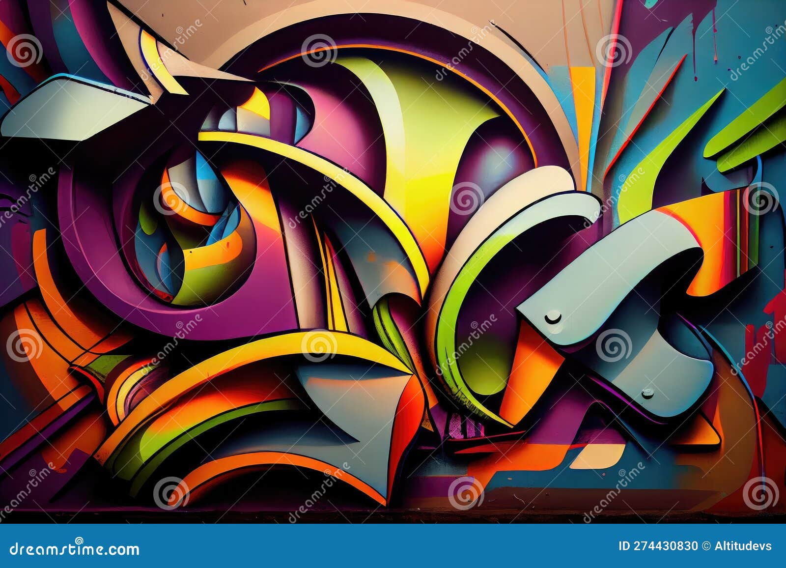 Graffiti Art Featuring Vibrant Colors, Shapes, and Textures Stock ...