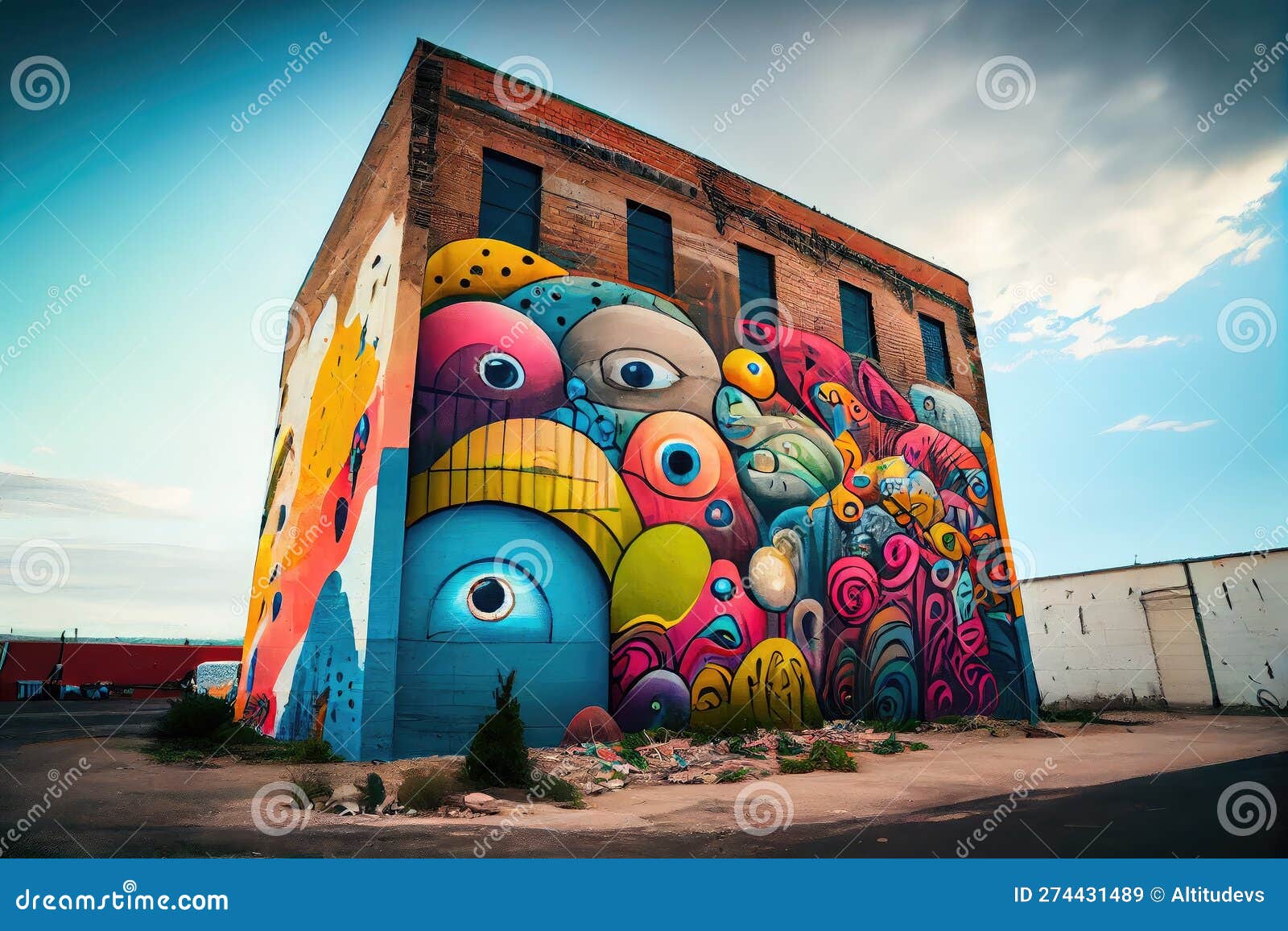 Graffiti Art Mural, Featuring Colorful Handpainted Characters and