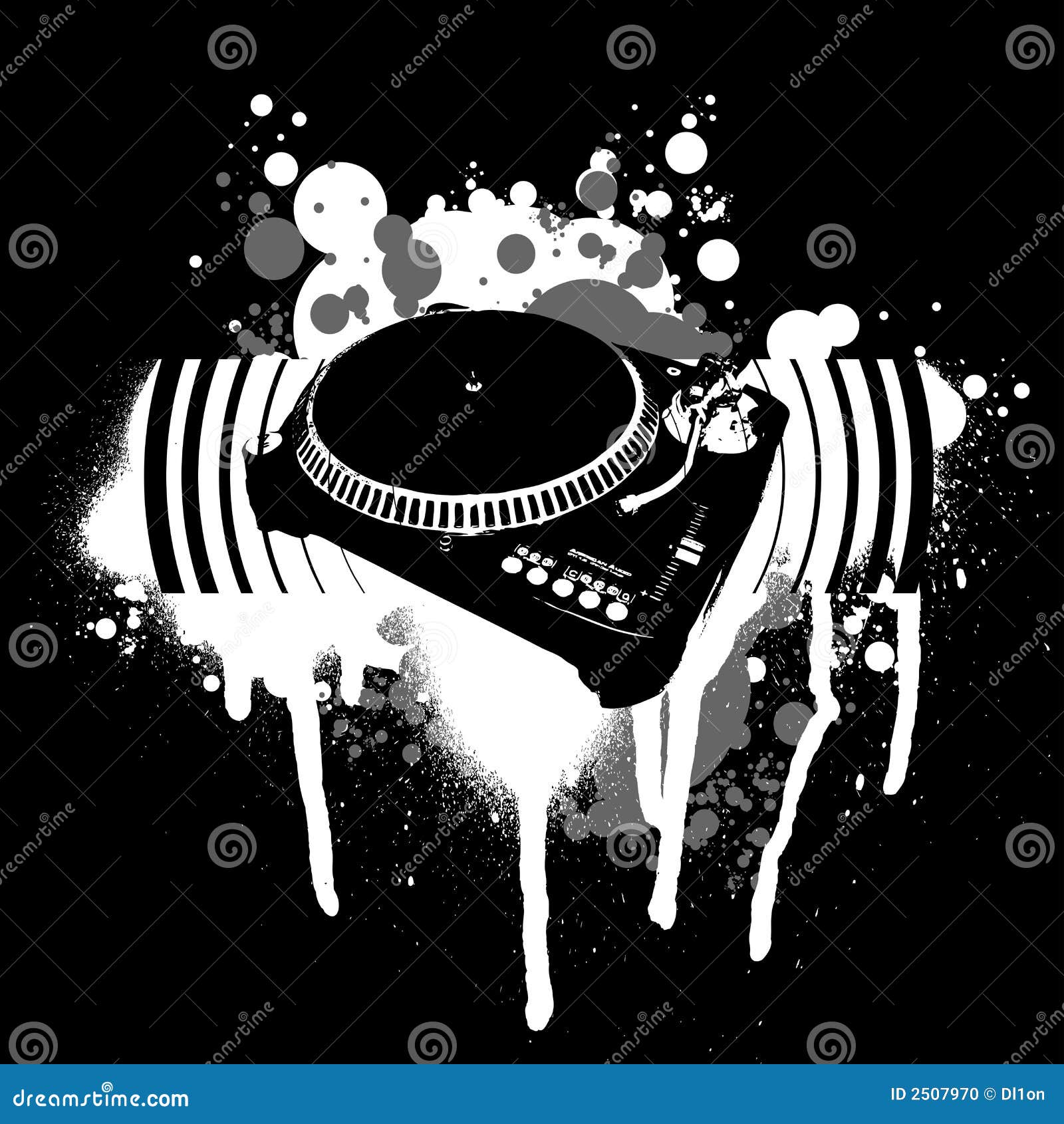 Graffiti Black White Turntable Illustration Megapixl