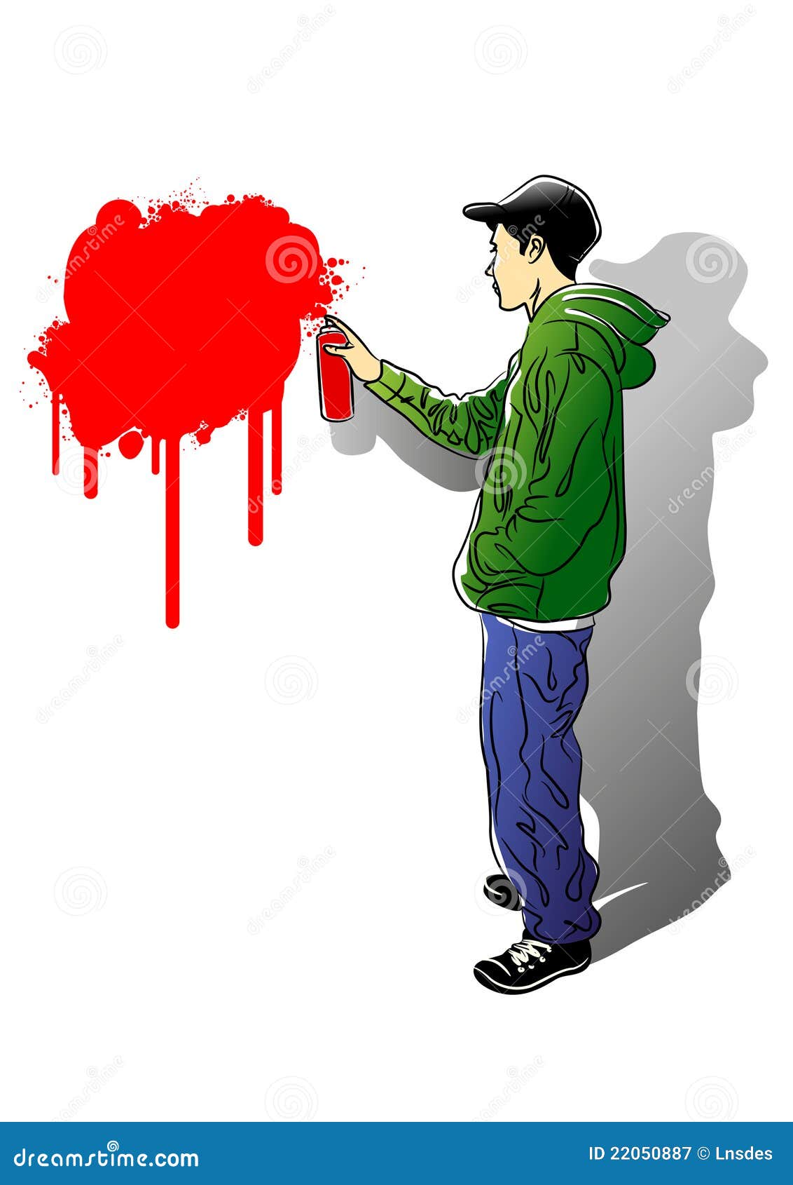 Graffiti boy with spray stock vector. Illustration of background - 22050887