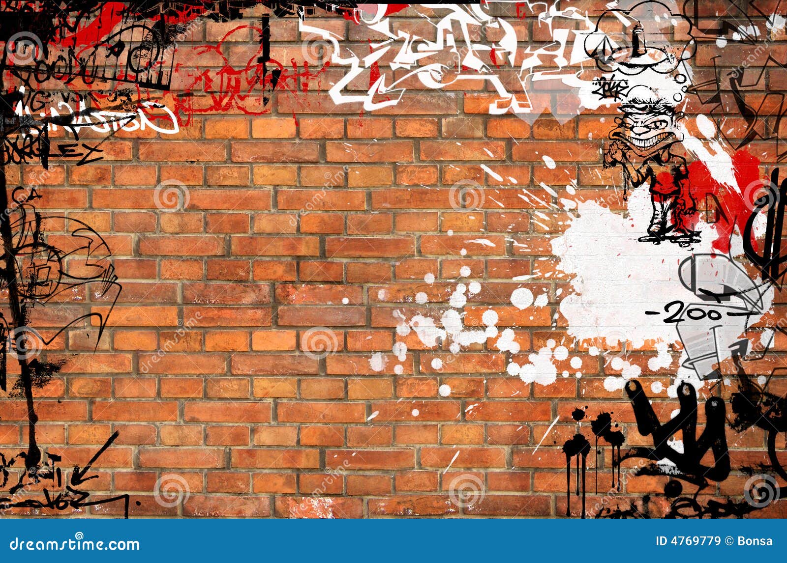 graffiti brick wall drawing