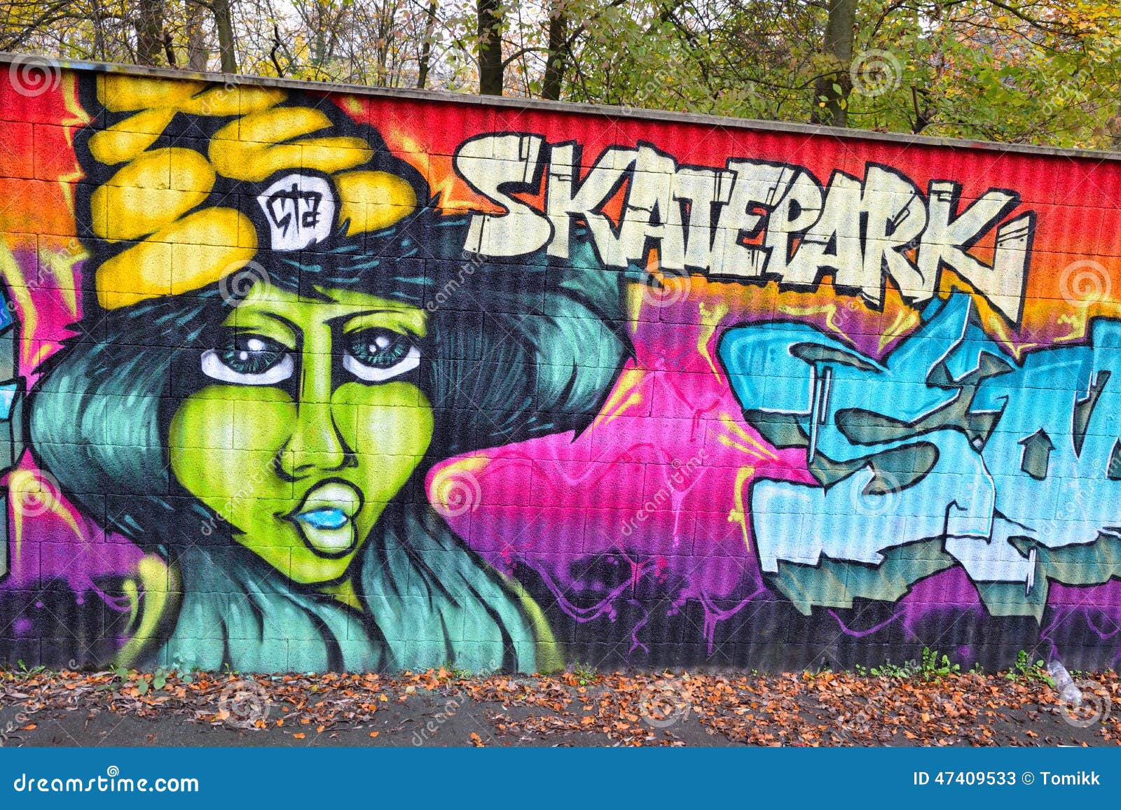 Graffiti Brick Wall Art Skatepark In Germany Editorial Stock Photo