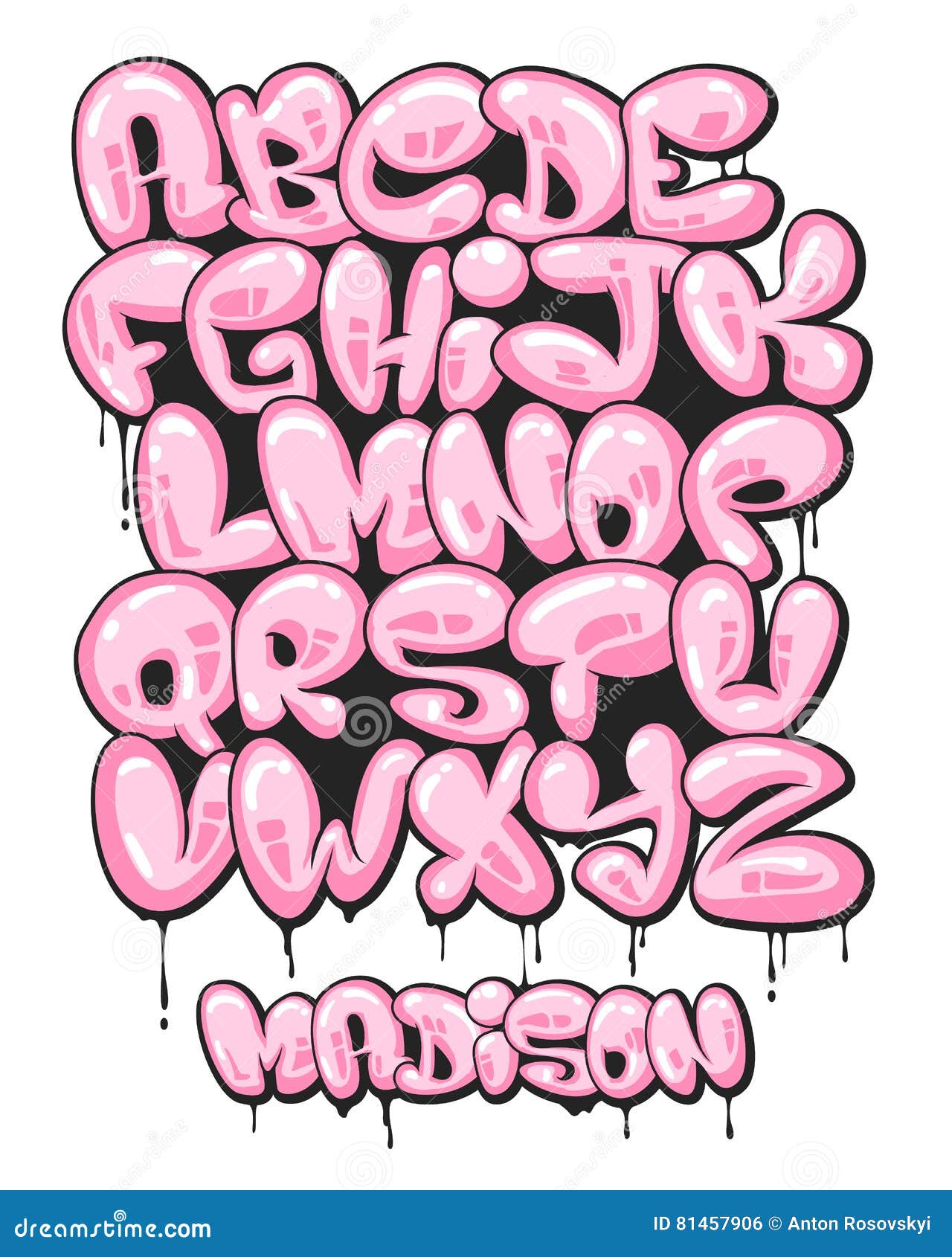 graffiti bubble d alphabet set