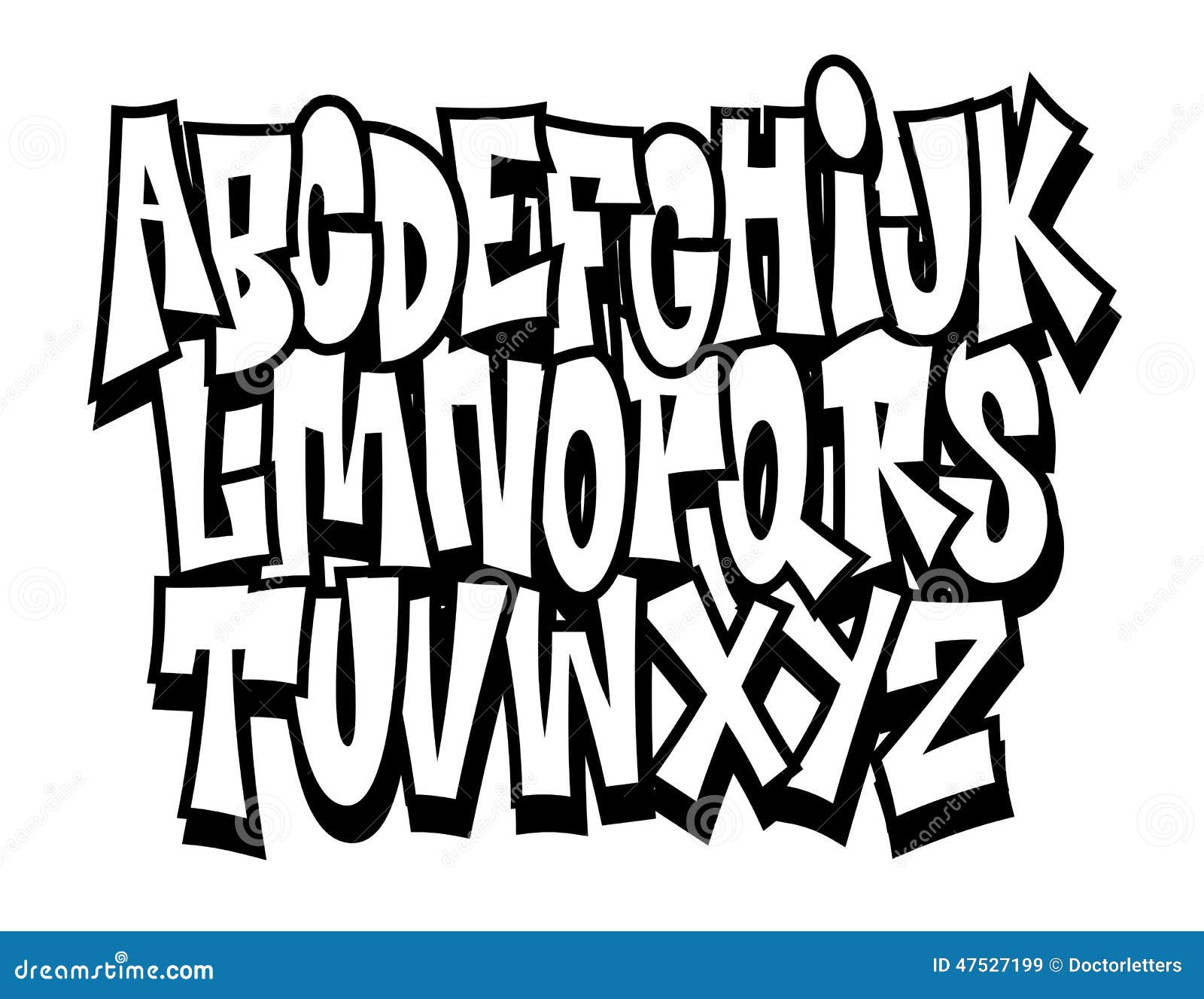 Graffiti Cartoon Comic Doodle Font Alphabet. Vector Stock 