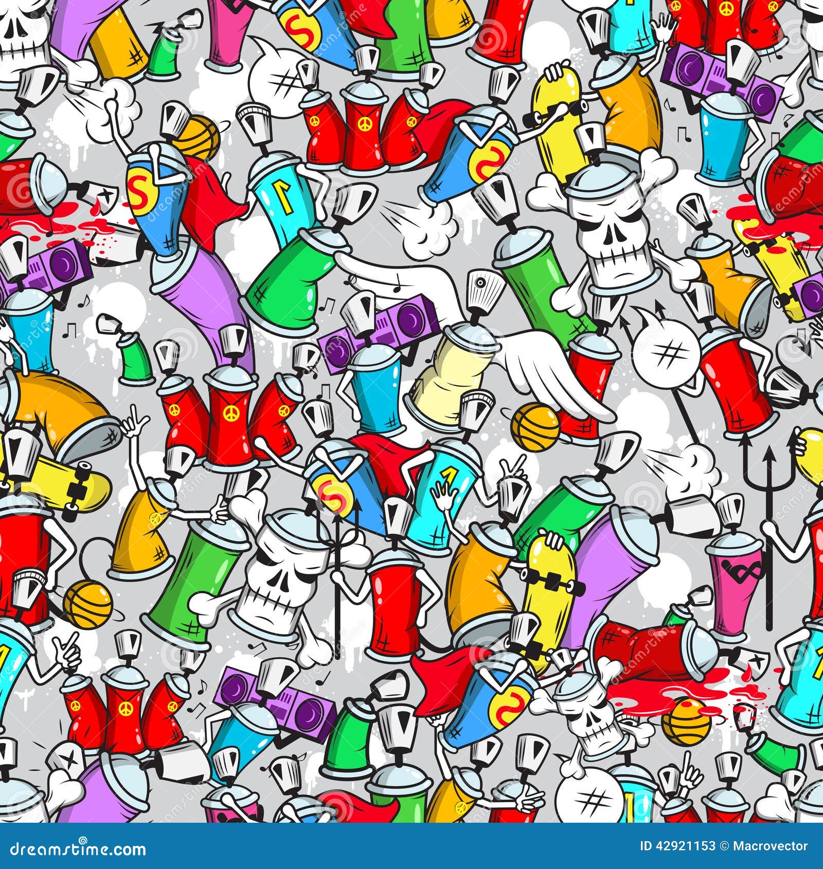 graffiti characters seamless pattern