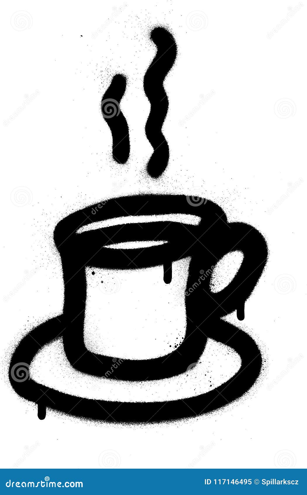 Graffiti Cup of Coffee in Black Over White Stock Vector Illustration of coffee, dribble 117146495