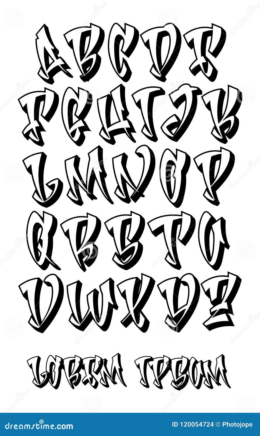 Graffiti 3D Alphabet- Hand Written - Vector Font Stock Vector ...