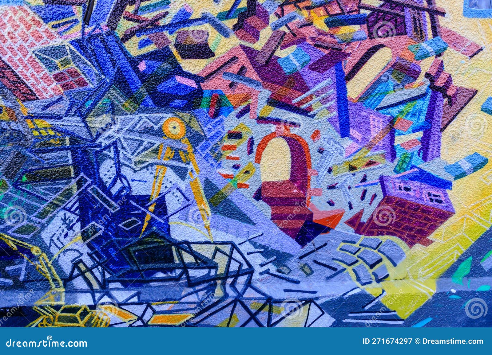 Demolition and Construction. Graffiti Art. Artist S Imagination through