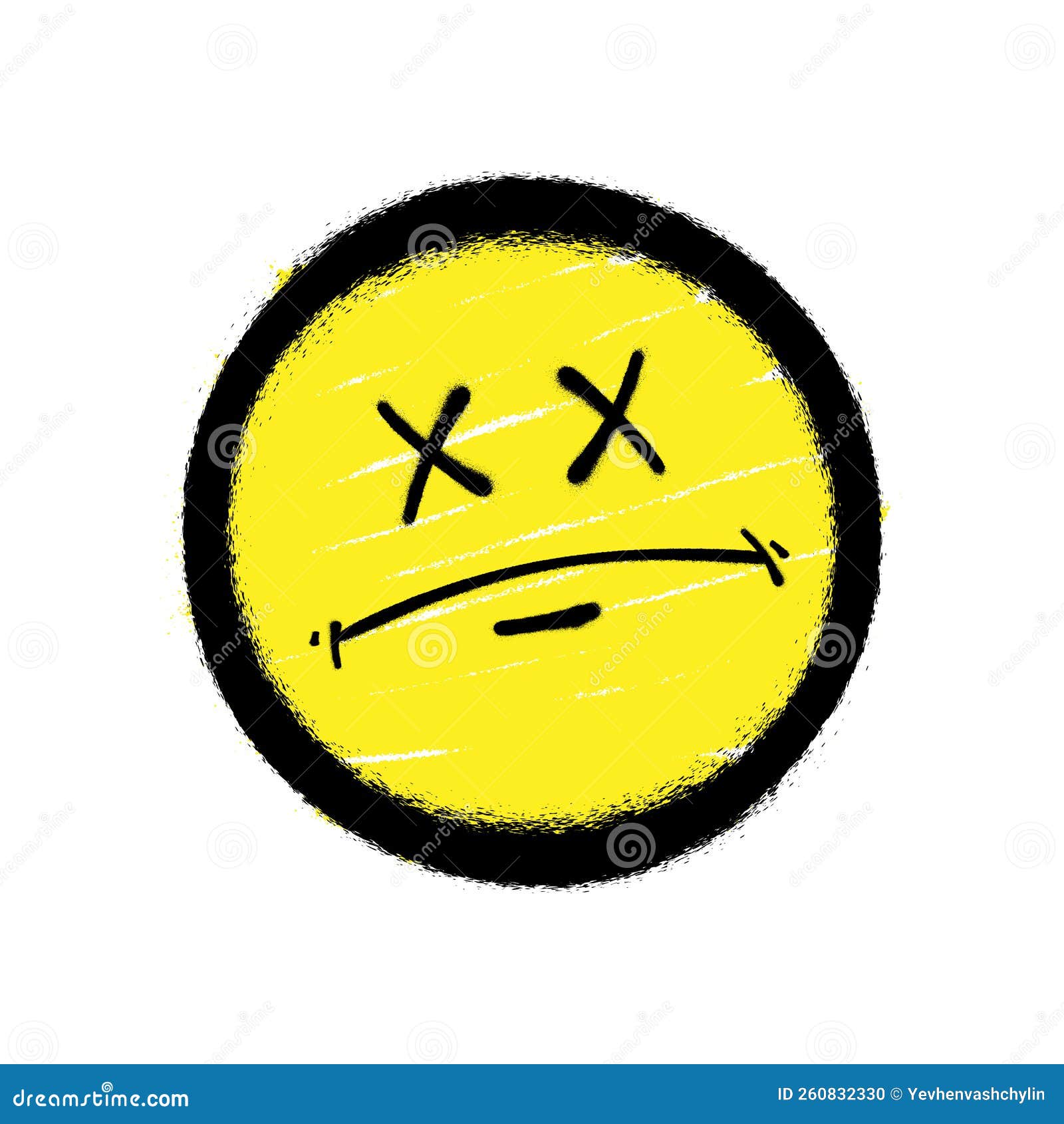 Graffiti Sad Emoticon Emoji Smiley Sprayed Isolated On White Background