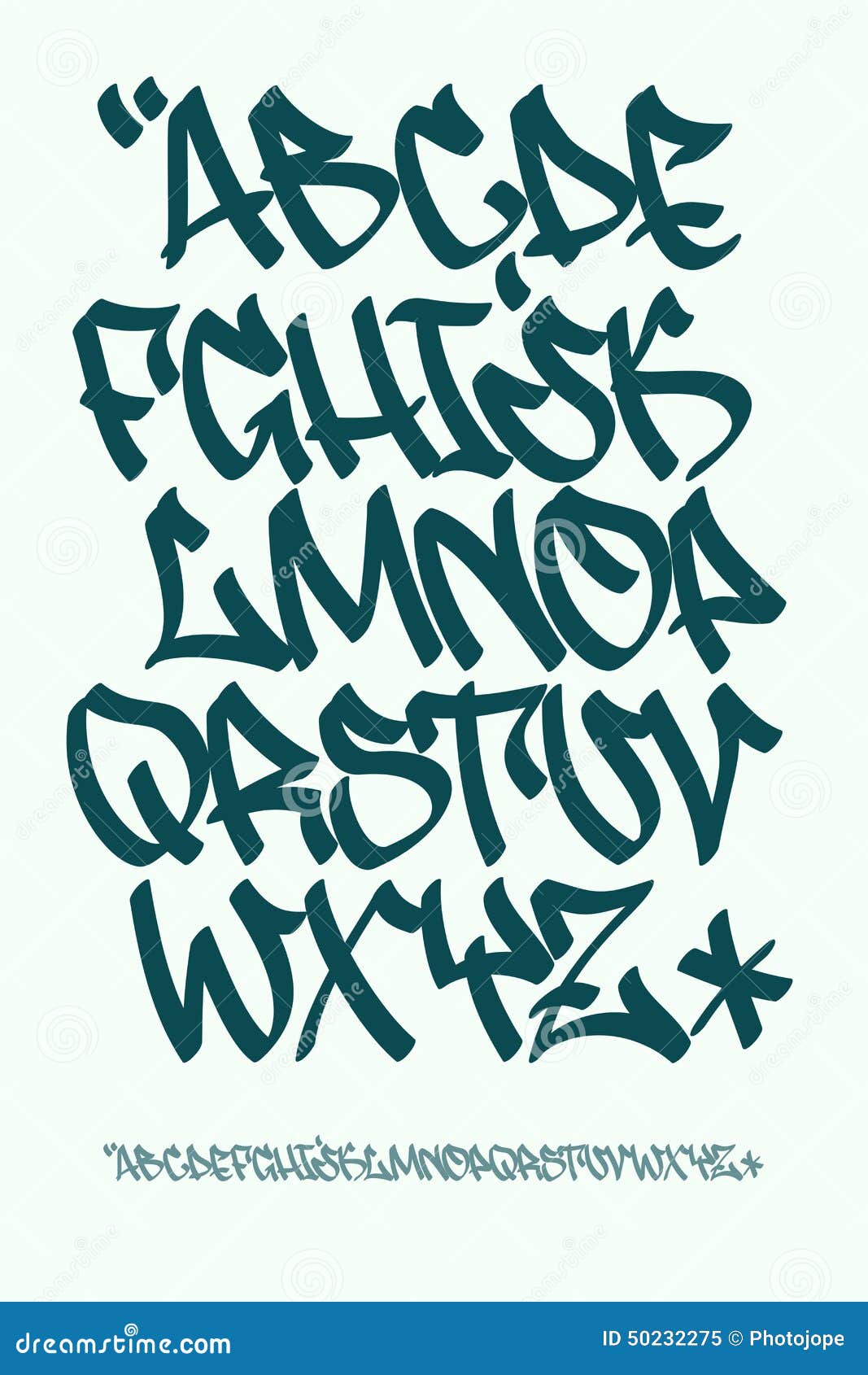 Readable graffiti fonts alphabet with shadow Vector Image