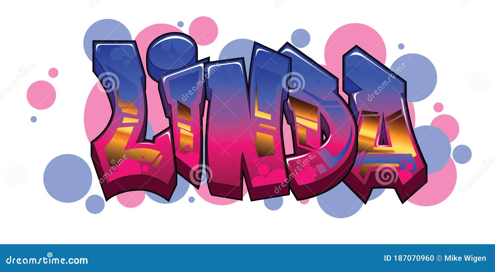 Linda Name Text Graffiti Word Design Stock Vector - Illustration ...