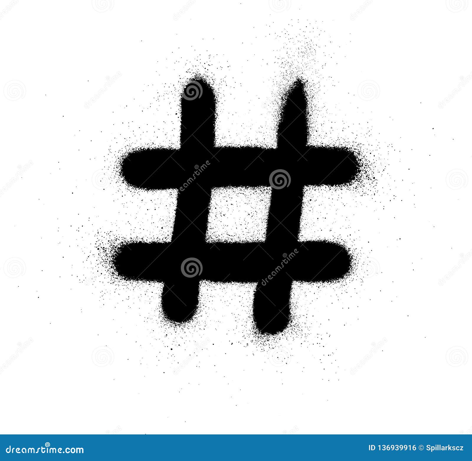 Graffiti Hashtag Symbol Sprayed in Black Over White Stock Vector