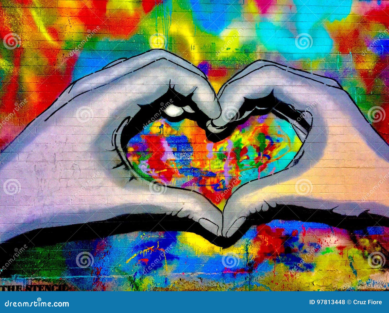 Graffiti Heart And Infinity Sign Sprayed On White Isolated Background