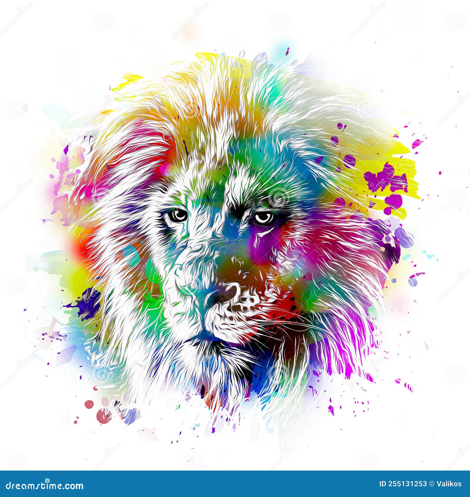 Graffiti with Lion on the Wall with Splash Stock Illustration Illustration of nature, animal
