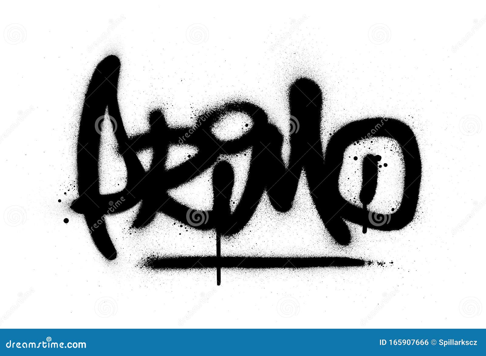 graffiti primo word sprayed in black over white