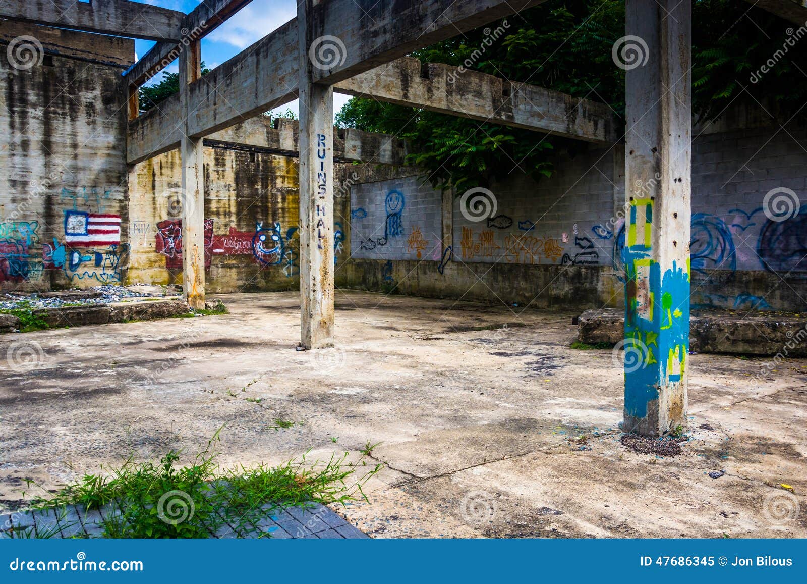 Graffiti on the Ruins of an Old Building in Glen Rock, Pennsylvania