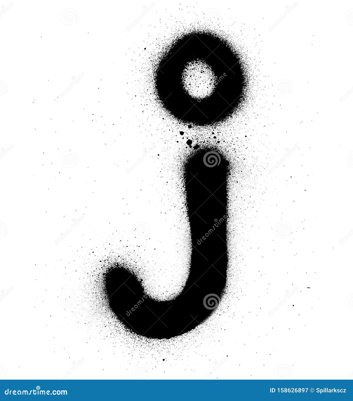 Graffiti Small Fat J Font Sprayed In Black Over White Stock Vector Illustration Of Dirty Sprayed