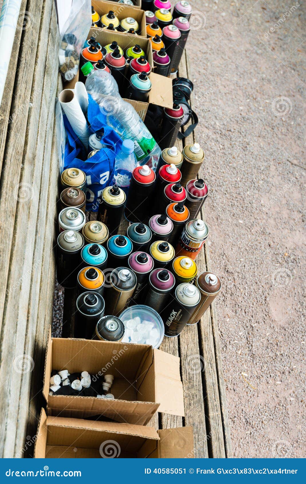 Graffiti Spray Cans and Accessories Editorial Photo - coloring: