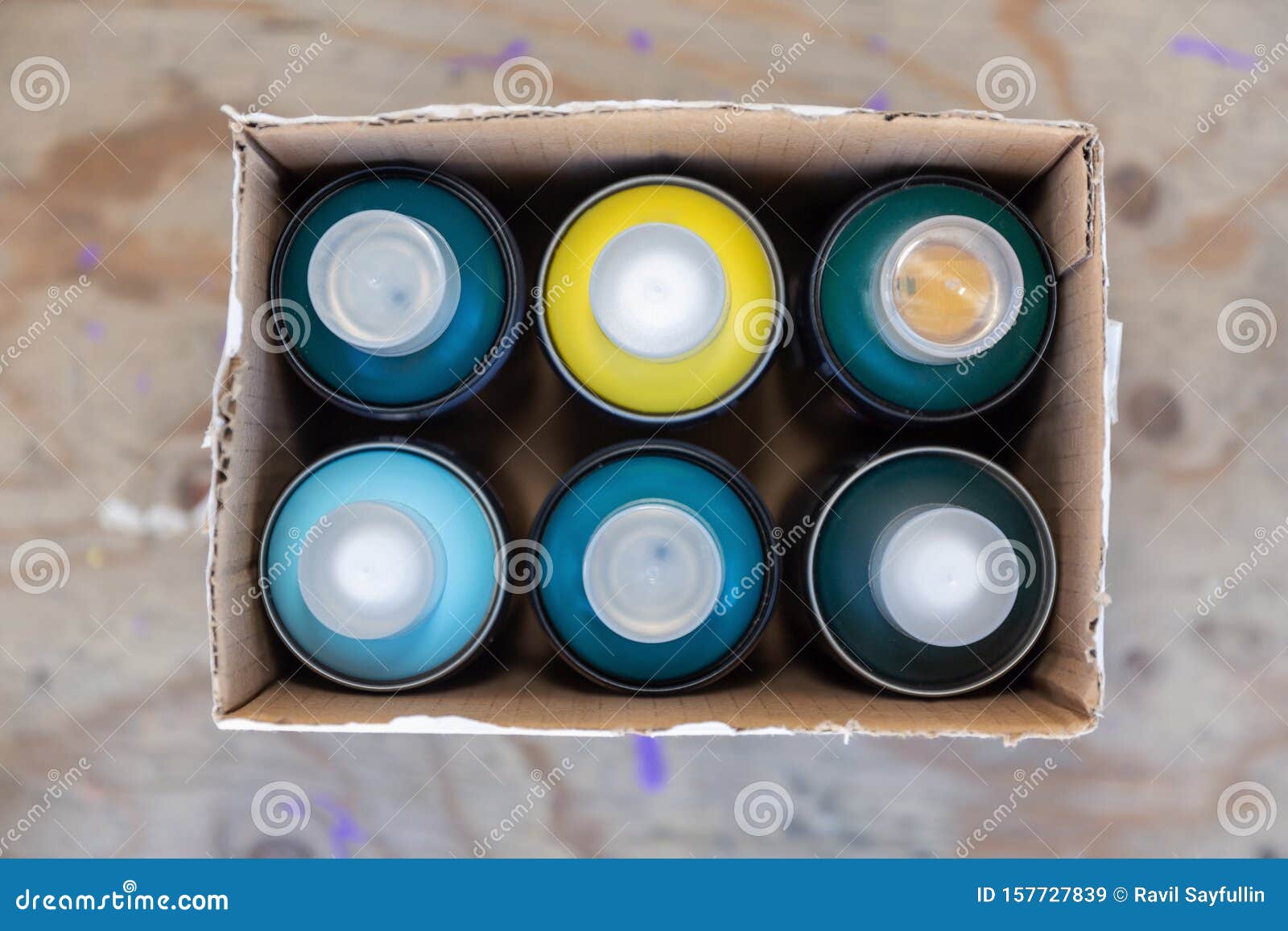 Graffiti Spray Dispenser in Different Colors in a Box Stock Image
