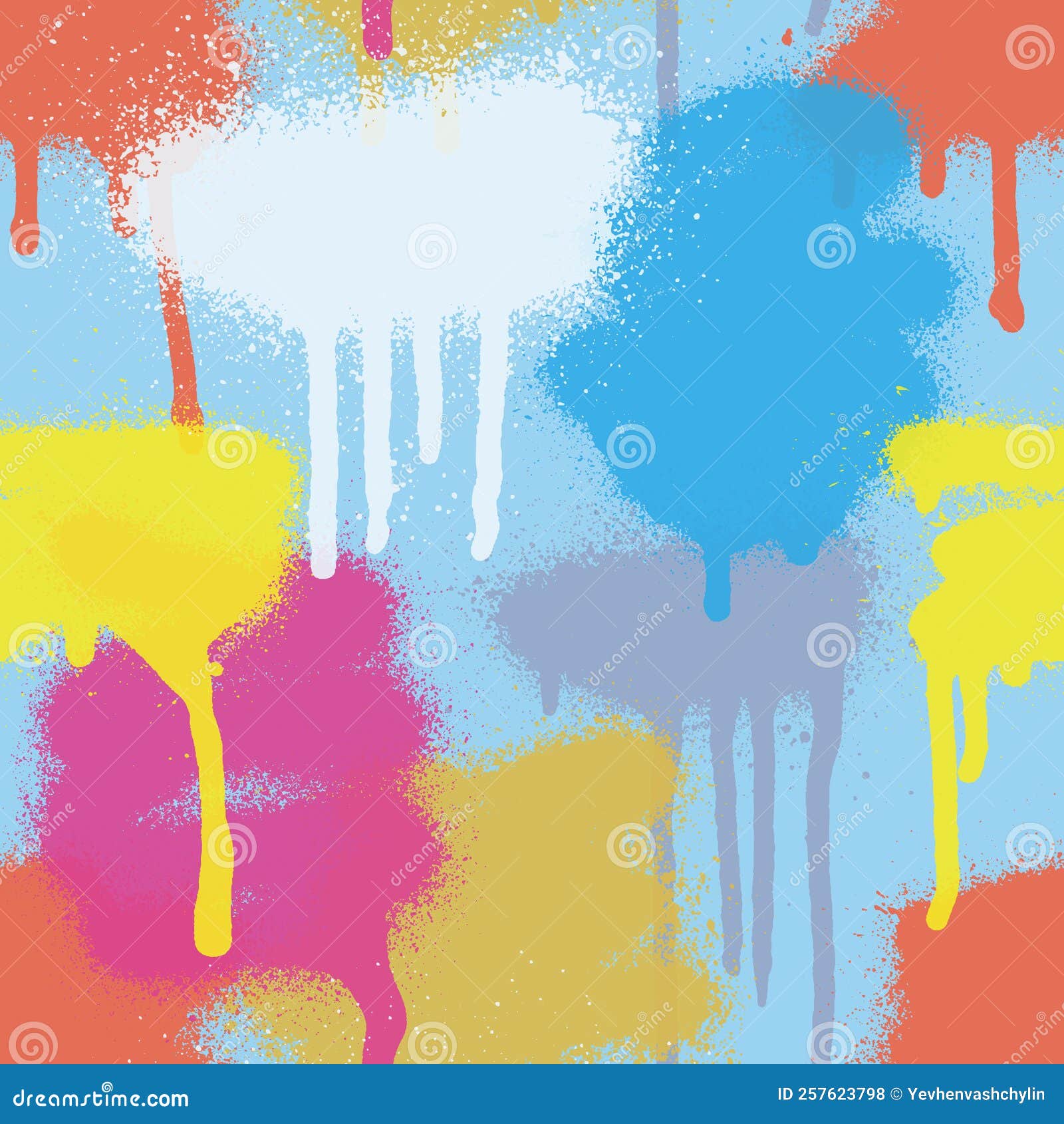 Graffiti Spray Paint Seamless Pattern. Vector Illustration. Stock