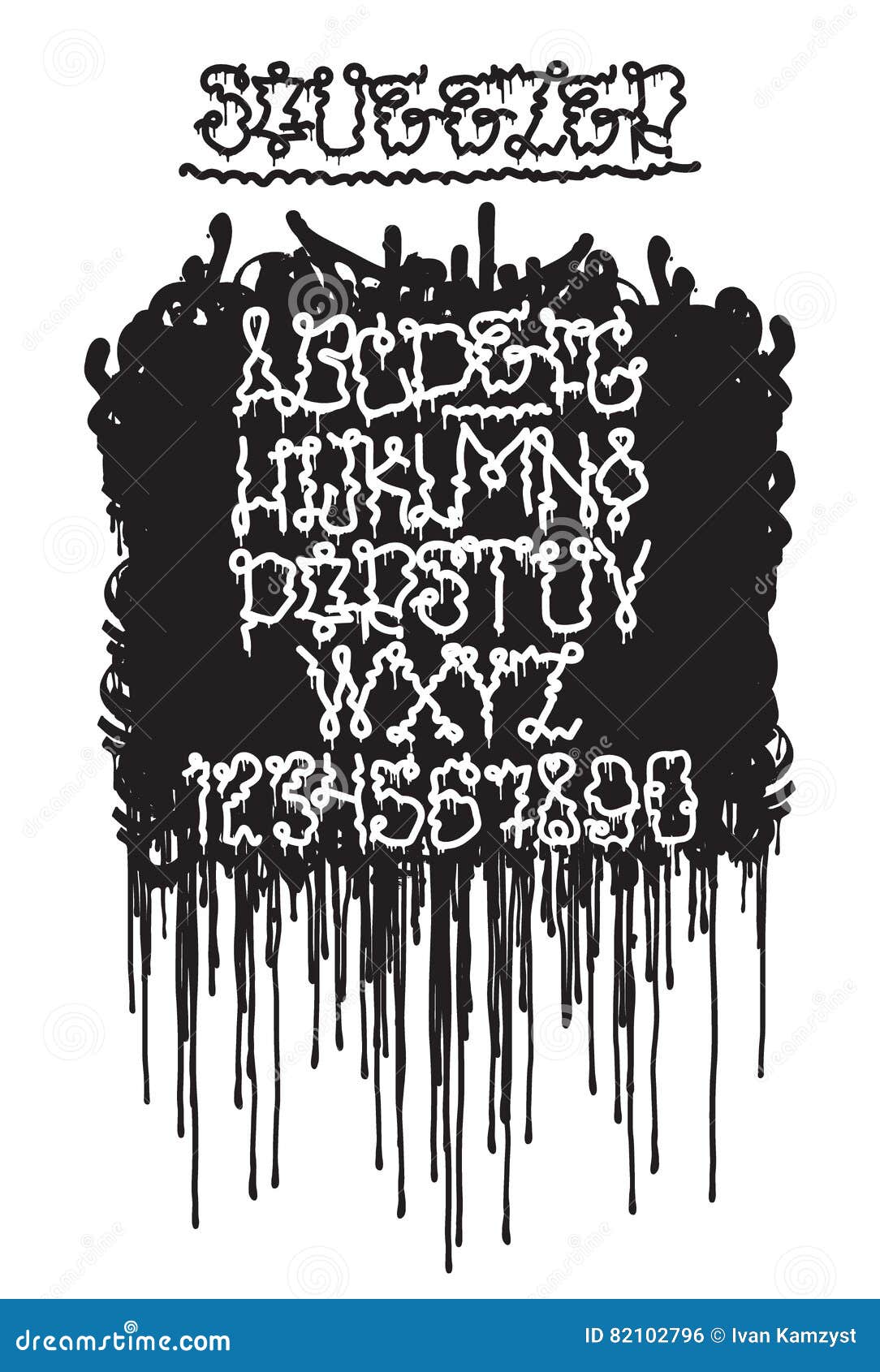 Graffiti squeezer font stock vector. Illustration of font - 82102796