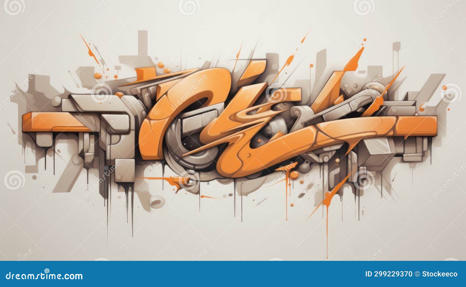 Graffiti Style Design and Art Wallpaper - Dark White and Light Orange ...