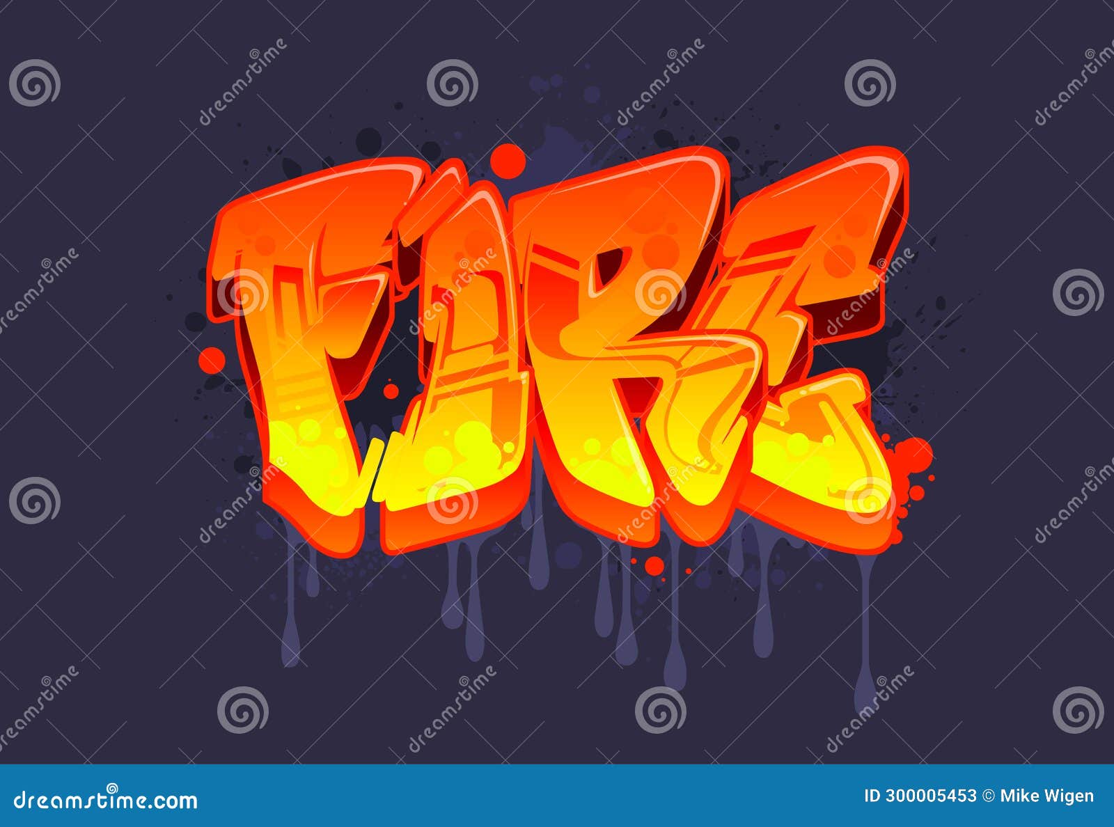 Fire Graffiti Styled Urban Street Art Tagging Name Design Stock