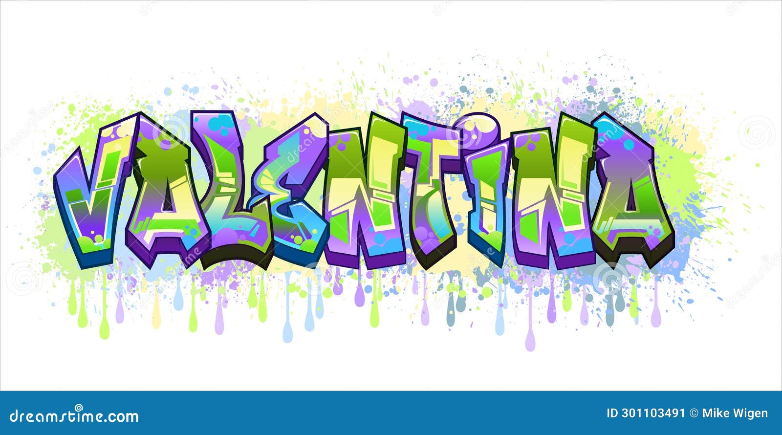 valentina - graffiti styled urban street art tagging name 